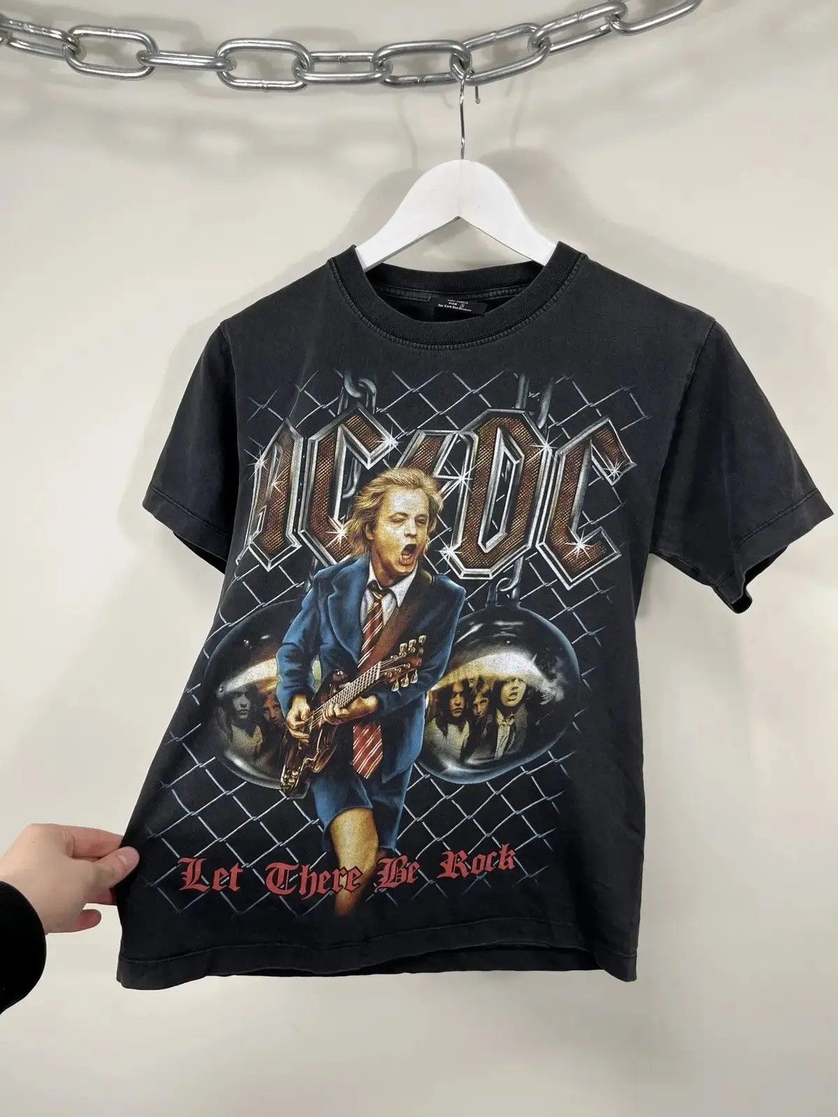 Band Tees × Vintage Vintage AC/DC Let There Be Rock Faded Rare Band Tee Size US S / EU 44-46 / 1 - 5 Thumbnail