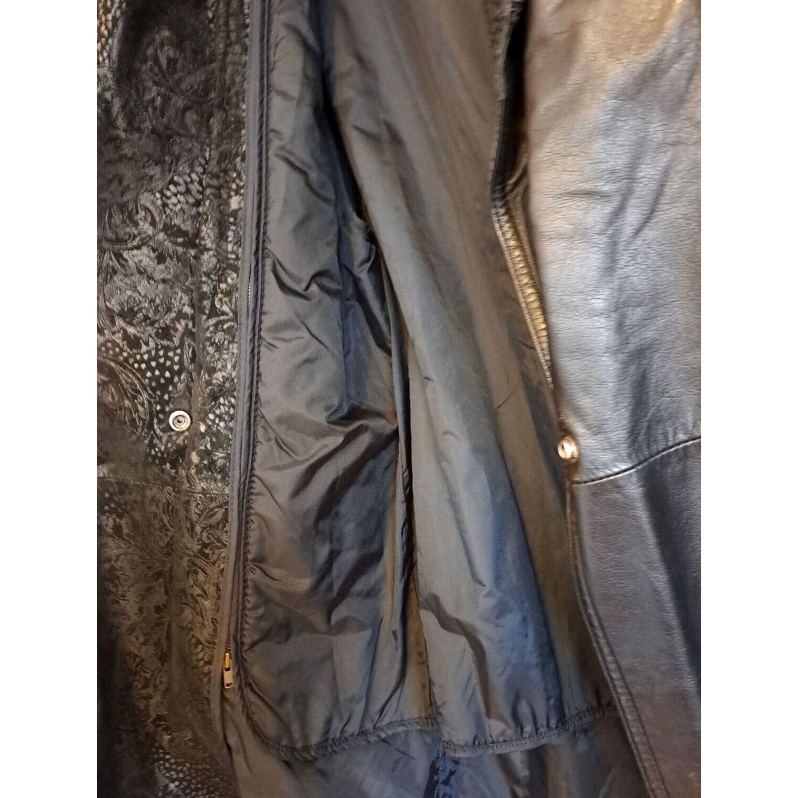 Wilson Wilson Coat Women Long Black Suede Embroidered Leather X-Small Trench Bohemian Party/Cocktail Size XS / US 0-2 / IT 36-38 - 4 Thumbnail