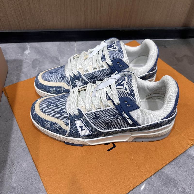 Louis Vuitton Blue and White Low-Top Trainers 0079