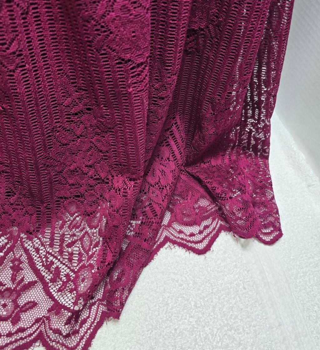Maurice Lacroix Women's Maurices Magenta Lace Long Sleeve Dress S Size S / US 4 / IT 40 - 4 Thumbnail