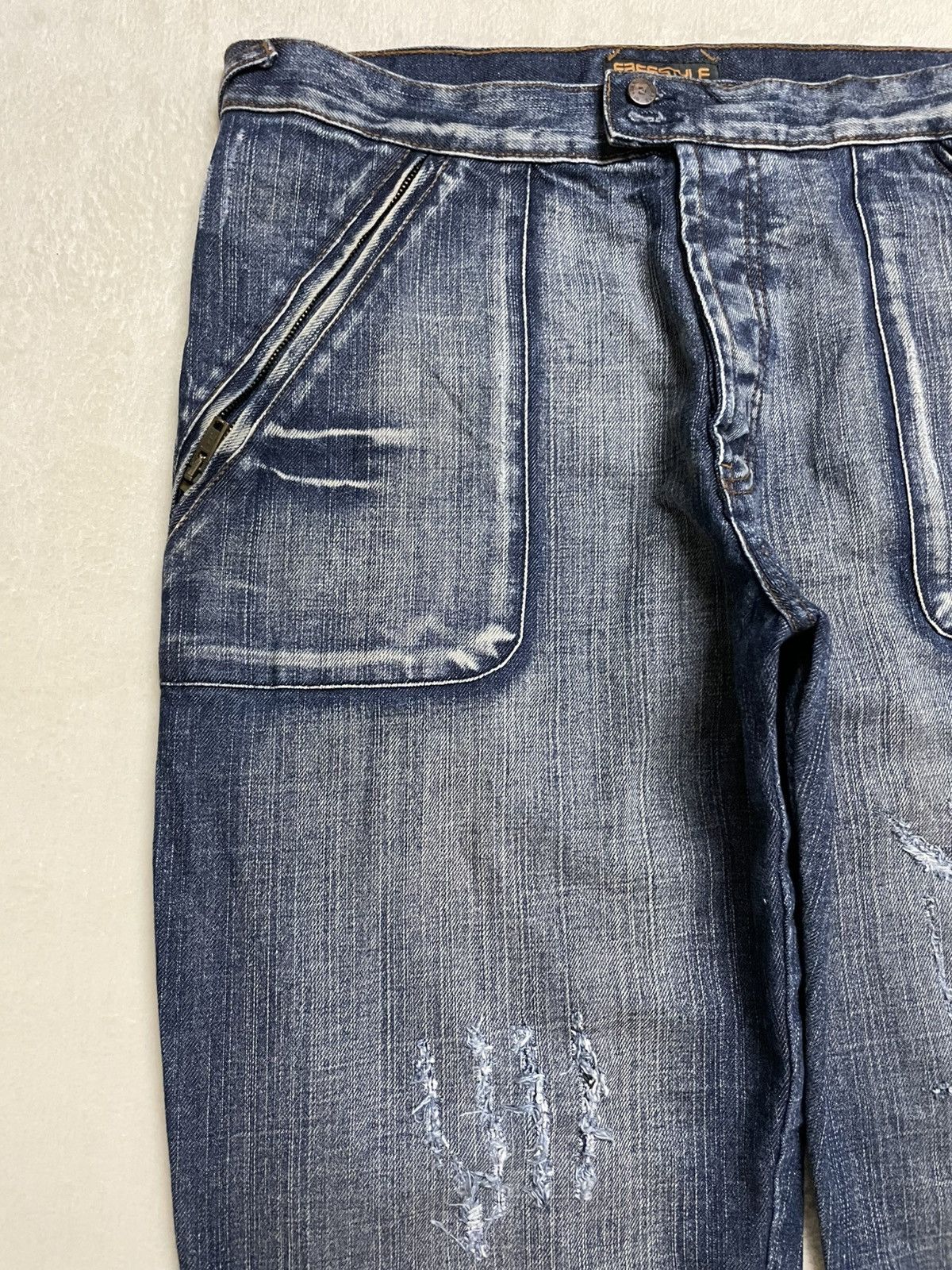 Japanese Brand Vintage AT Jeans Distress Faded Denim Jeans Size US 33 - 5 Thumbnail