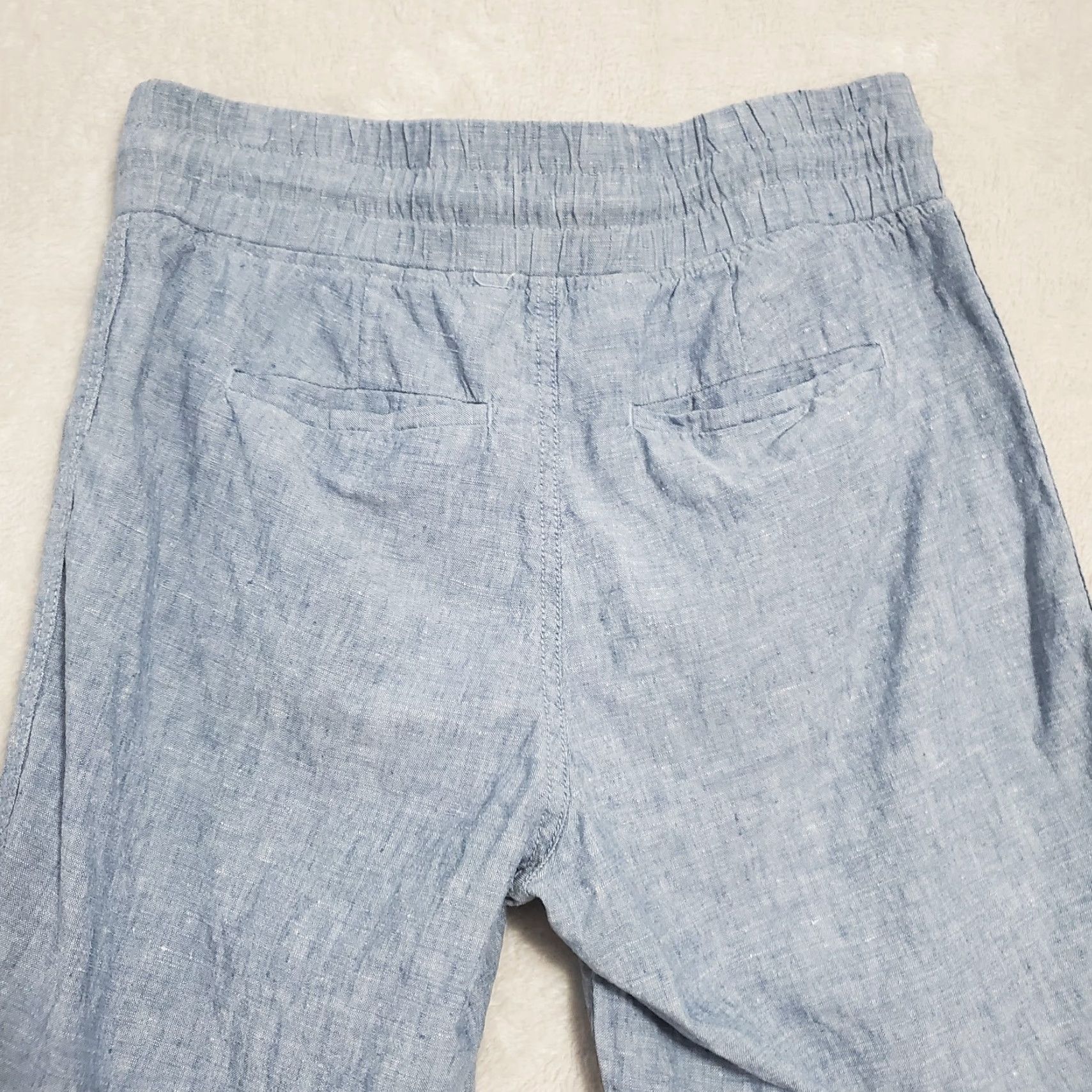 Athleta Athleta Pants Women 4 Blue Cabo Linen Wide Leg Elastic Waist Zip Pockets Beachy Size 27" / US 4 / IT 40 - 6 Thumbnail