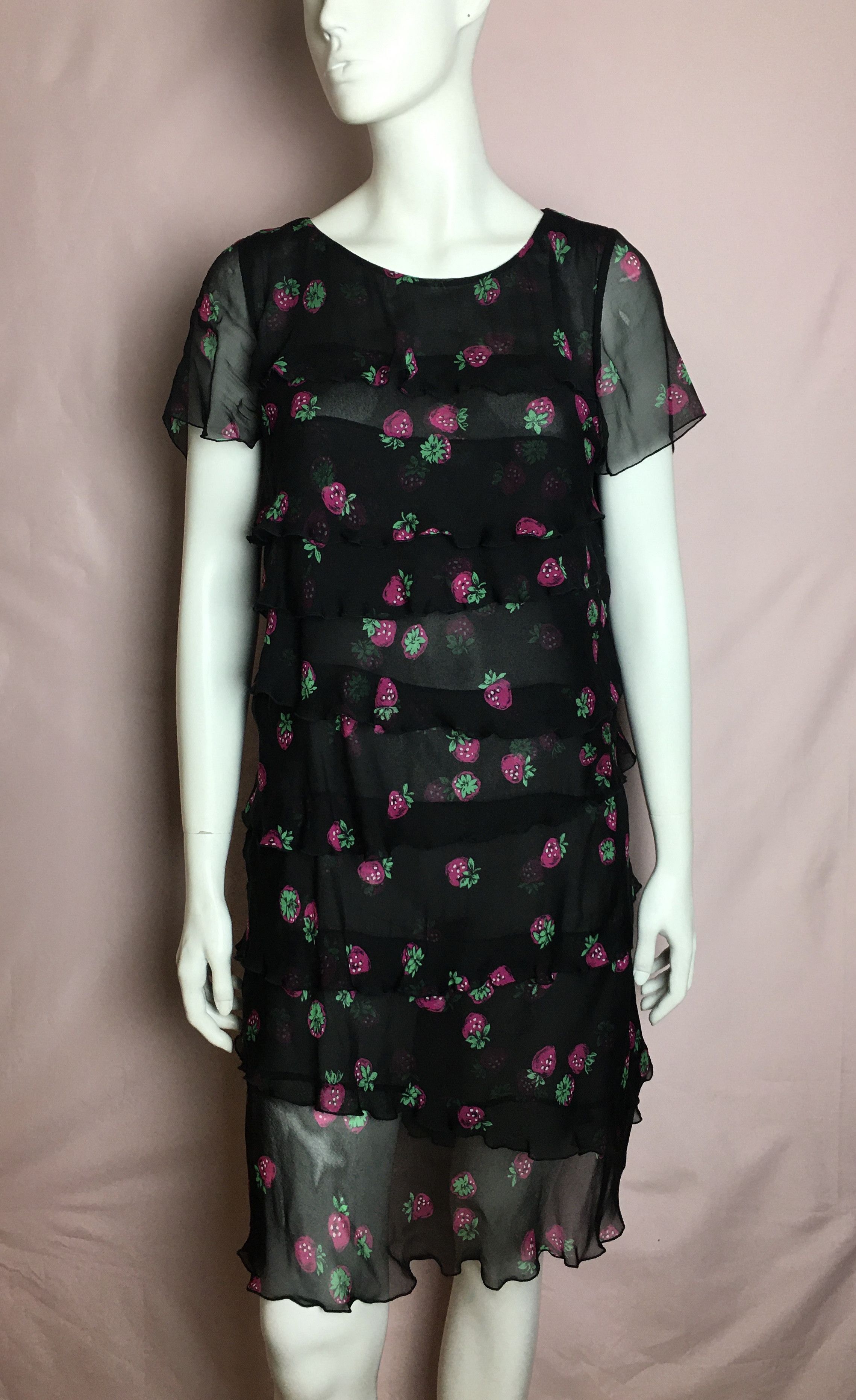 Moschino Moschino Cheap & Chic Silk Chiffon Strawberry Dress US 10 Size L / US 10 / IT 46 - 1 Thumbnail