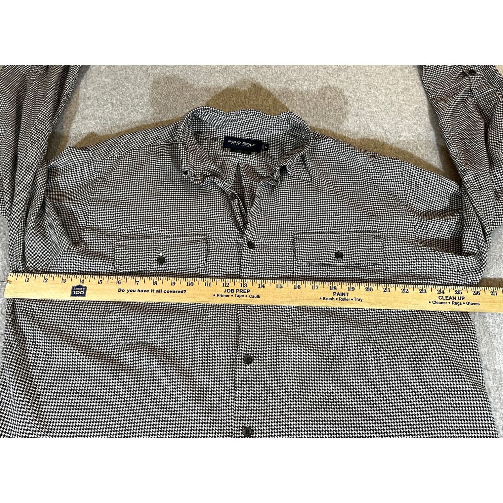 Polo Ralph Lauren VINTAGE Polo Golf Ralph Lauren Shirt Mens Large Black Houndstooth Button Up Benford Polo Golf Casual Athletic Mens L Black & White Check Pattern Size US L / EU 52-54 / 3 - 3 Thumbnail
