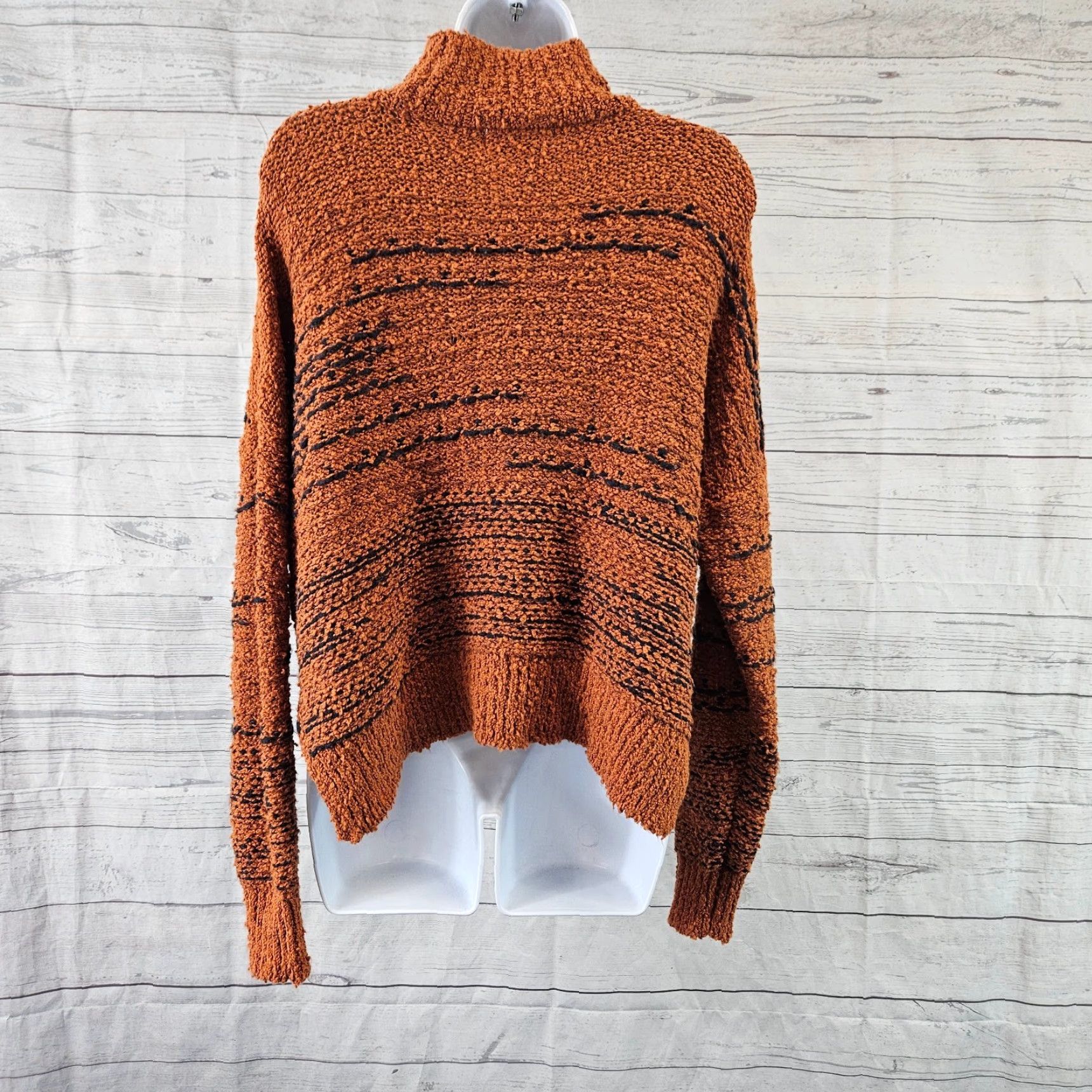 Vintage Knox Rose Sweater Womens Size S Brown Black Mock Neck Cotton Blend Long Sleeve Pullover Size S / US 4 / IT 40 - 4 Thumbnail