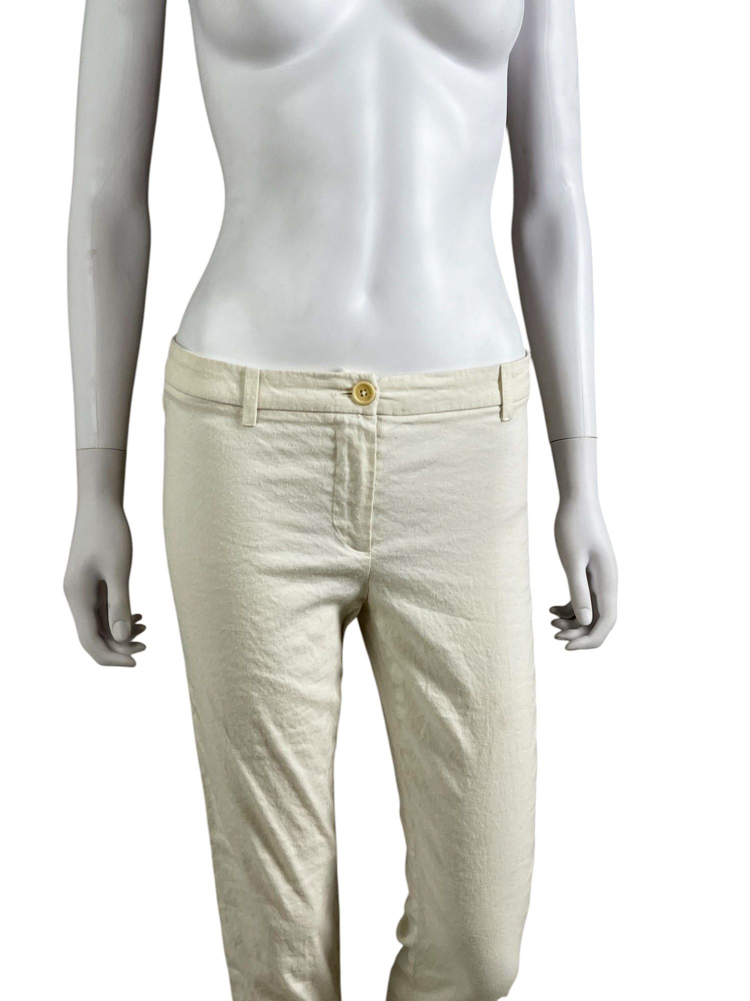 Ann Demeulemeester 2000's Cream Linen Pants Size 28" / US 6 / IT 42 - 6 Thumbnail