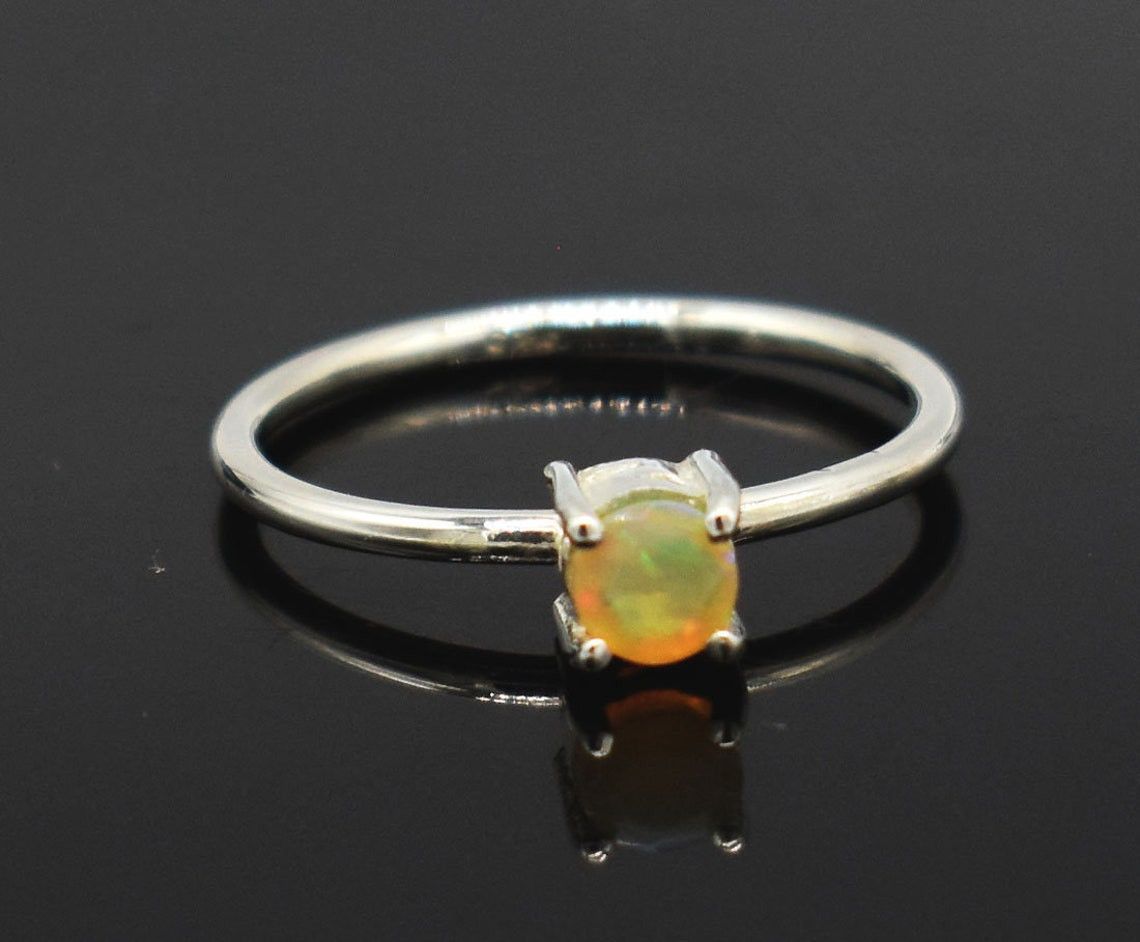 Handmade Ethiopian Opal Ring: October Birthstone, Sterling Silver Size ONE SIZE - 2 Thumbnail
