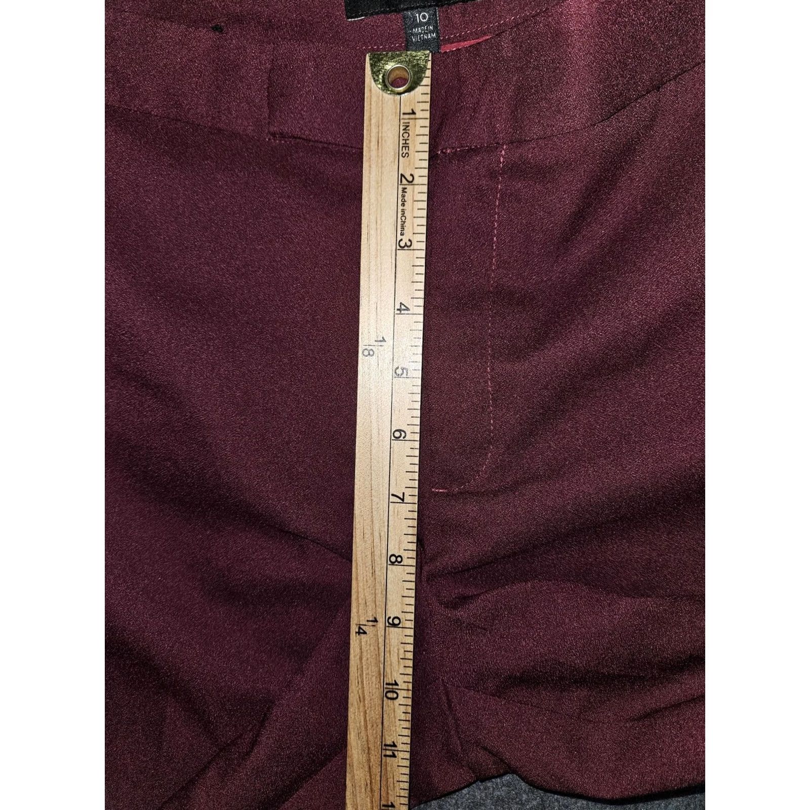 Banana Republic VINTAGE Banana Republic Pants Womens 10 Burgundy Wide Leg Dress Trousers Hook Bar Work Size 32" / US 10 / IT 46 - 4 Thumbnail