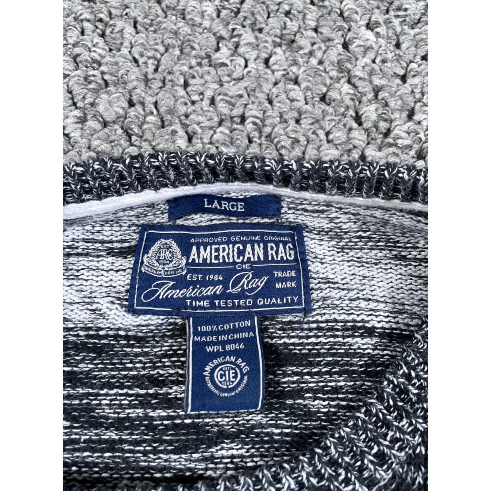 Vintage American Rag Cie Static Pattern Striped Sweater Adult Large Gray Crewneck Knit Size US L / EU 52-54 / 3 - 3 Thumbnail