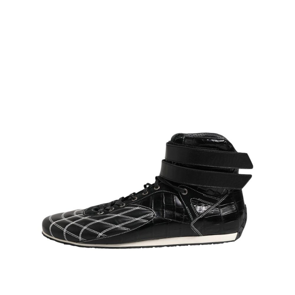 Dolce & Gabbana Dolce & Gabbana Black Quilted Leather Lace Up Sneakers Shoes Size US 11 / EU 44 - 6 Thumbnail