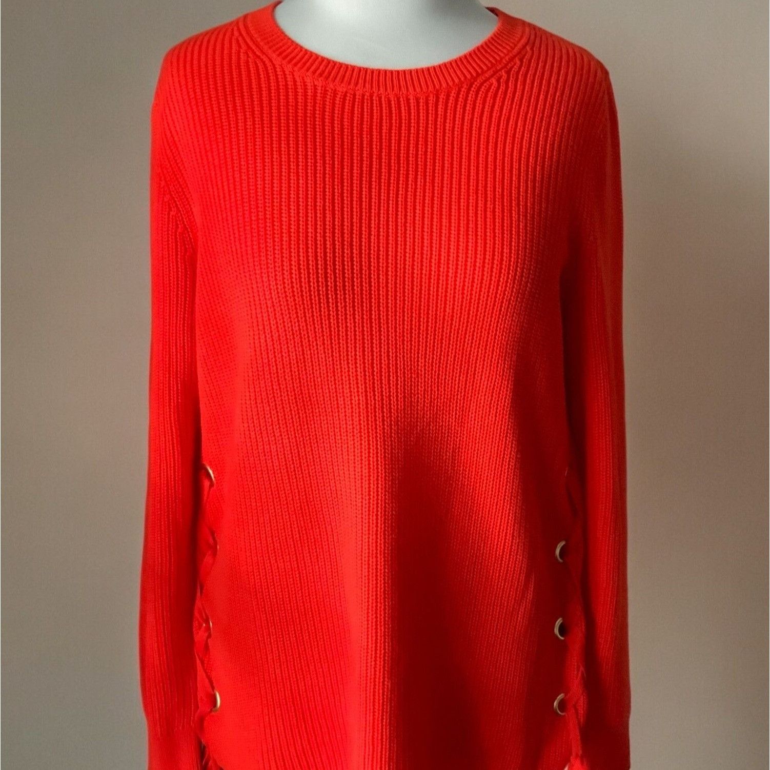 Michael Kors Michael Kors Sweater Orange Knit Side Tie Pullover Large Size L / US 10 / IT 46 - 2 Thumbnail