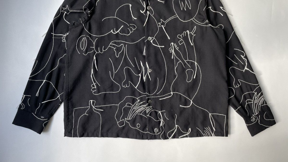 Our Legacy Black Wool Embroidered ‘Heusen’ Shirt Size US M / EU 48-50 / 2 - 7 Thumbnail
