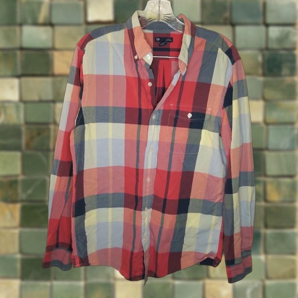 Gap GAP Men Button-Up Shirt Slim Fit Long Sleeve Red Blue Size M Mens Size US M / EU 48-50 / 2 - 1 Thumbnail