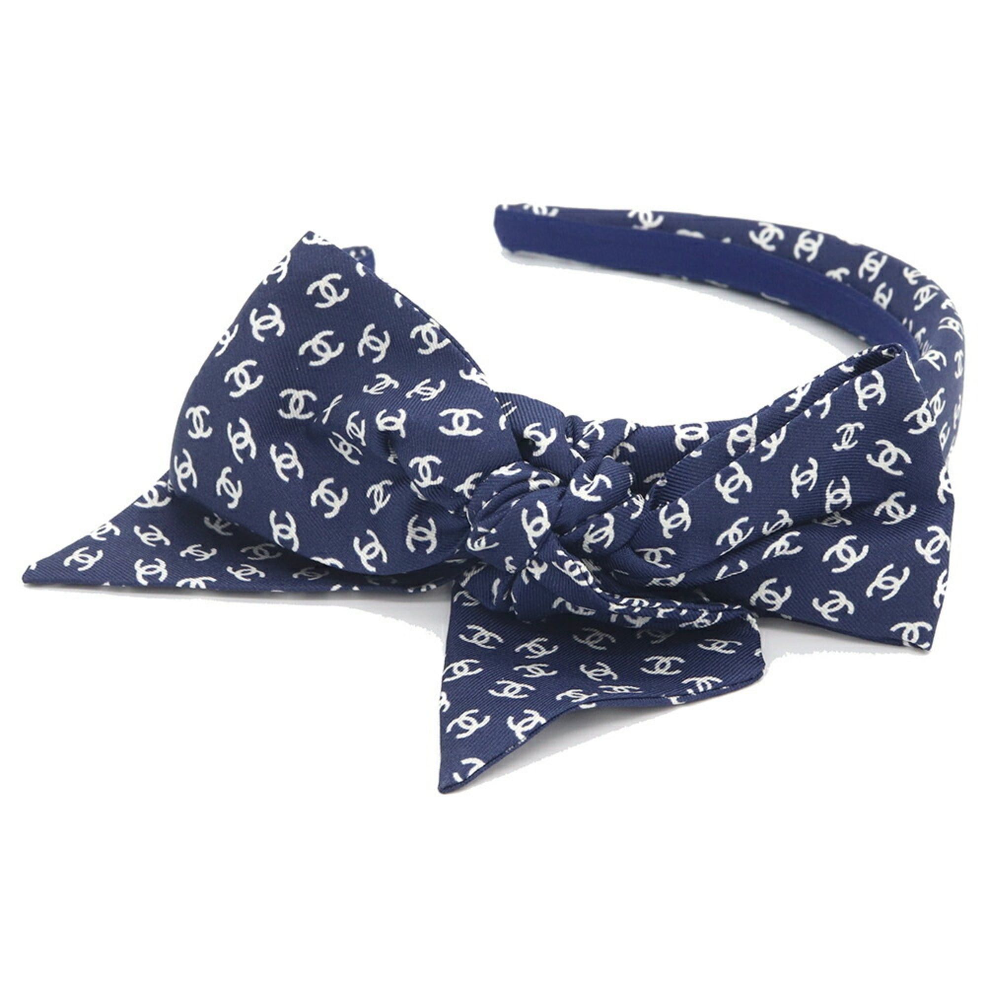 Chanel Chanel Headband AA9409 Navy Silk Hair Coco Mark Ribbon Clip for Women CHANEL Size ONE SIZE - 1 Thumbnail