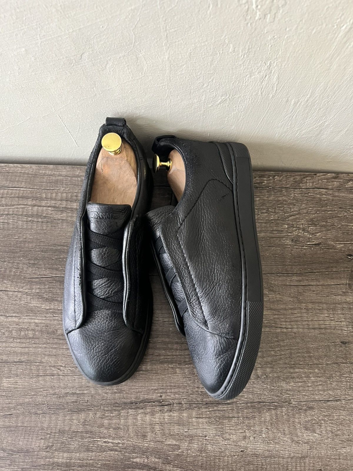 Ermenegildo Zegna ZEGNA TRIPLE STITCH BLACKOUT LOW-TOP SNEAKERS Size US 7.5 / EU 40-41 - 8 Thumbnail