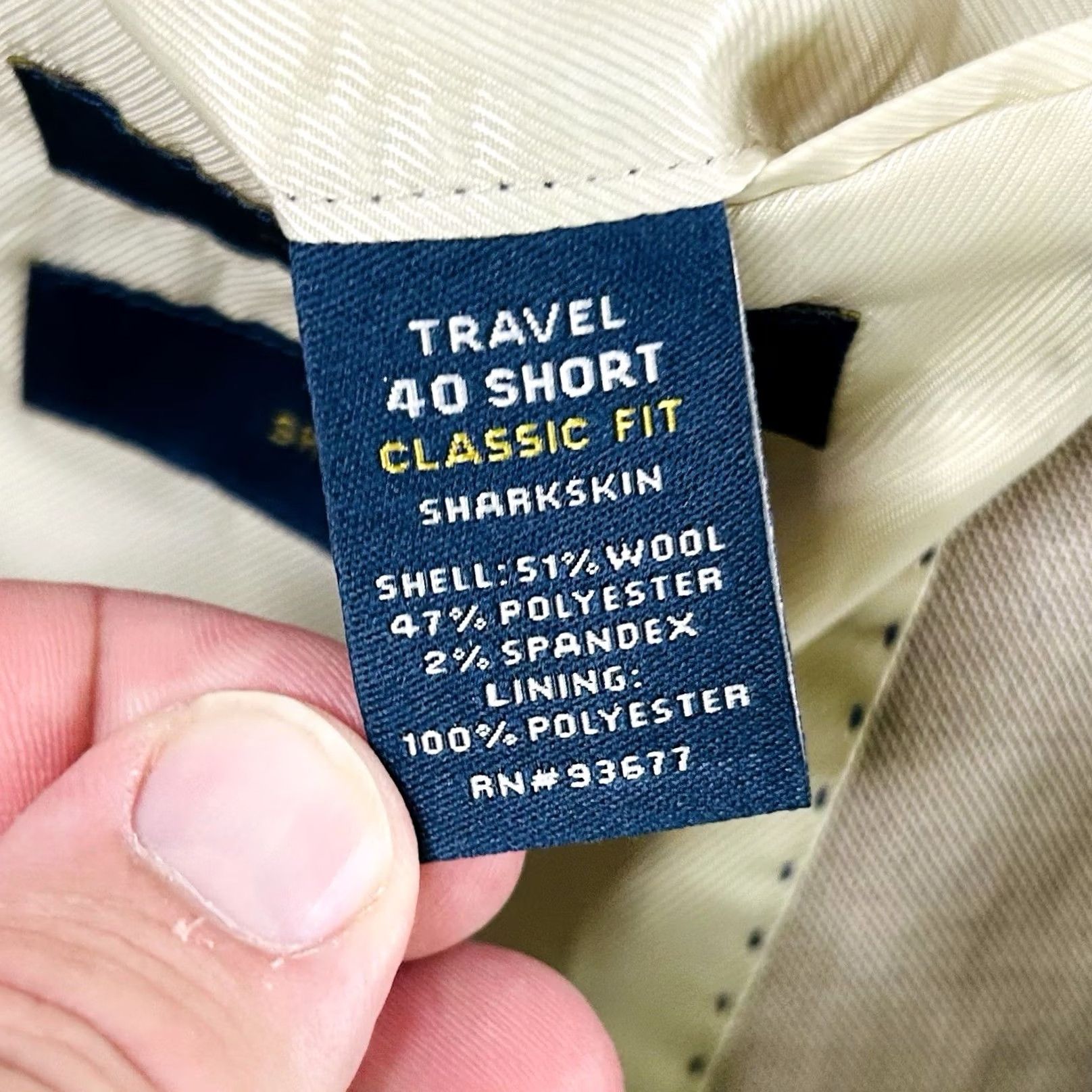 Stafford Stafford 40S Classic Fit Sharkskin Sport Coat Beige Wool Blend Two Button Vented Men's Jacket Size US XS / EU 42 / 0 - 4 Thumbnail