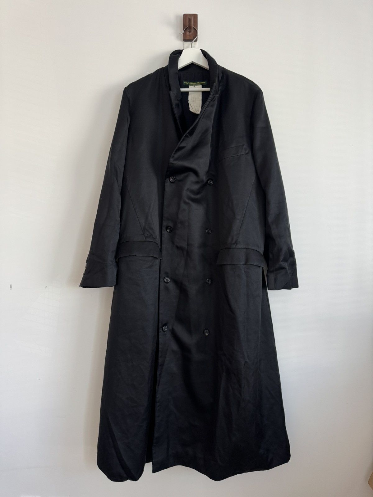 Paul Harnden Shoemakers Black Silk Double Breasted Coat Size US L / EU 52-54 / 3 - 1 Thumbnail