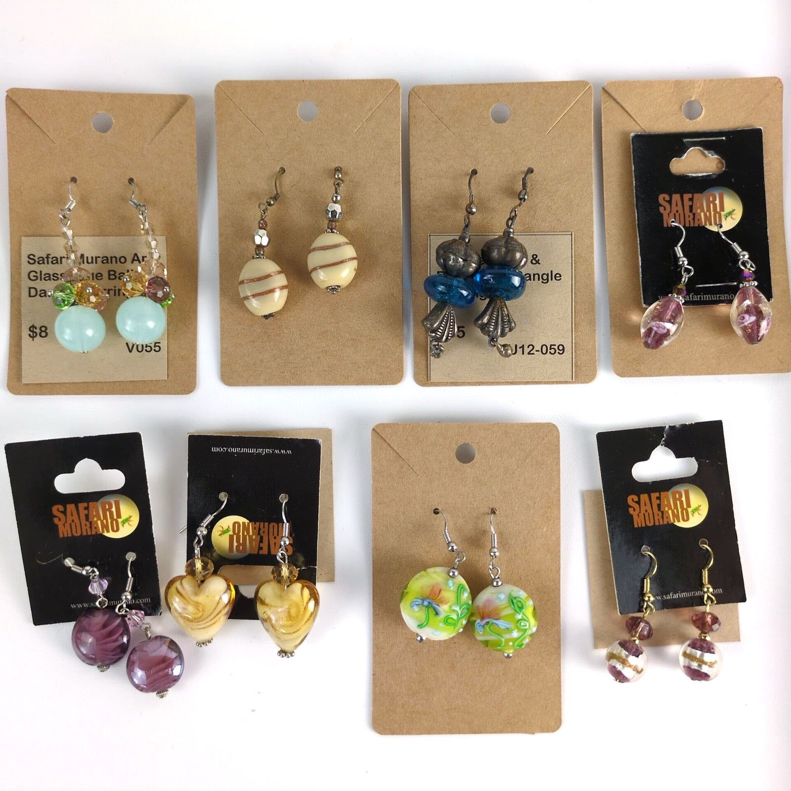 Other NEW 8 Pair Lot Art Glass Dangle Earrings, Safari Murano Size ONE SIZE - 1 Thumbnail