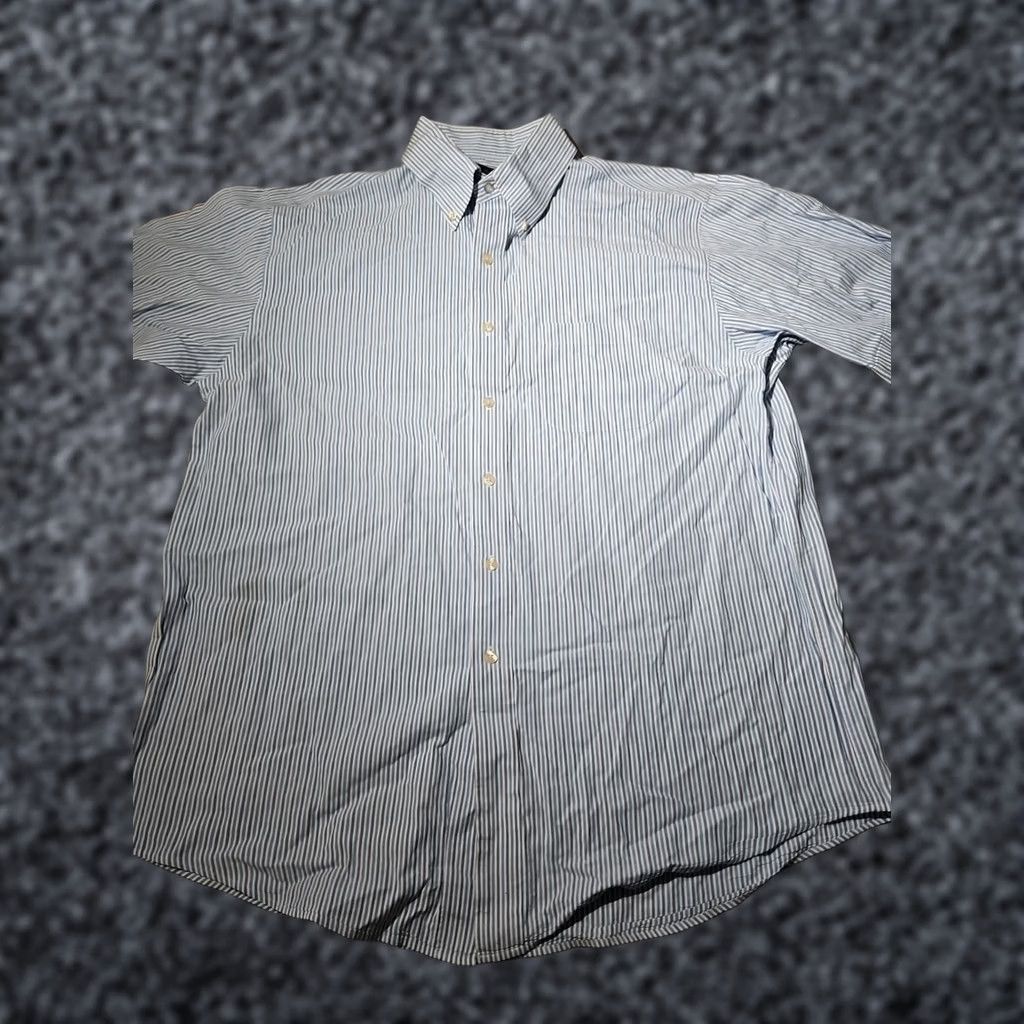 Brooks Brothers Brooks Brothers Shirt Mens Large Blue Striped Button Oxford Casual Preppy Luxury Oxford Shirt Size US L / EU 52-54 / 3 - 1 Thumbnail