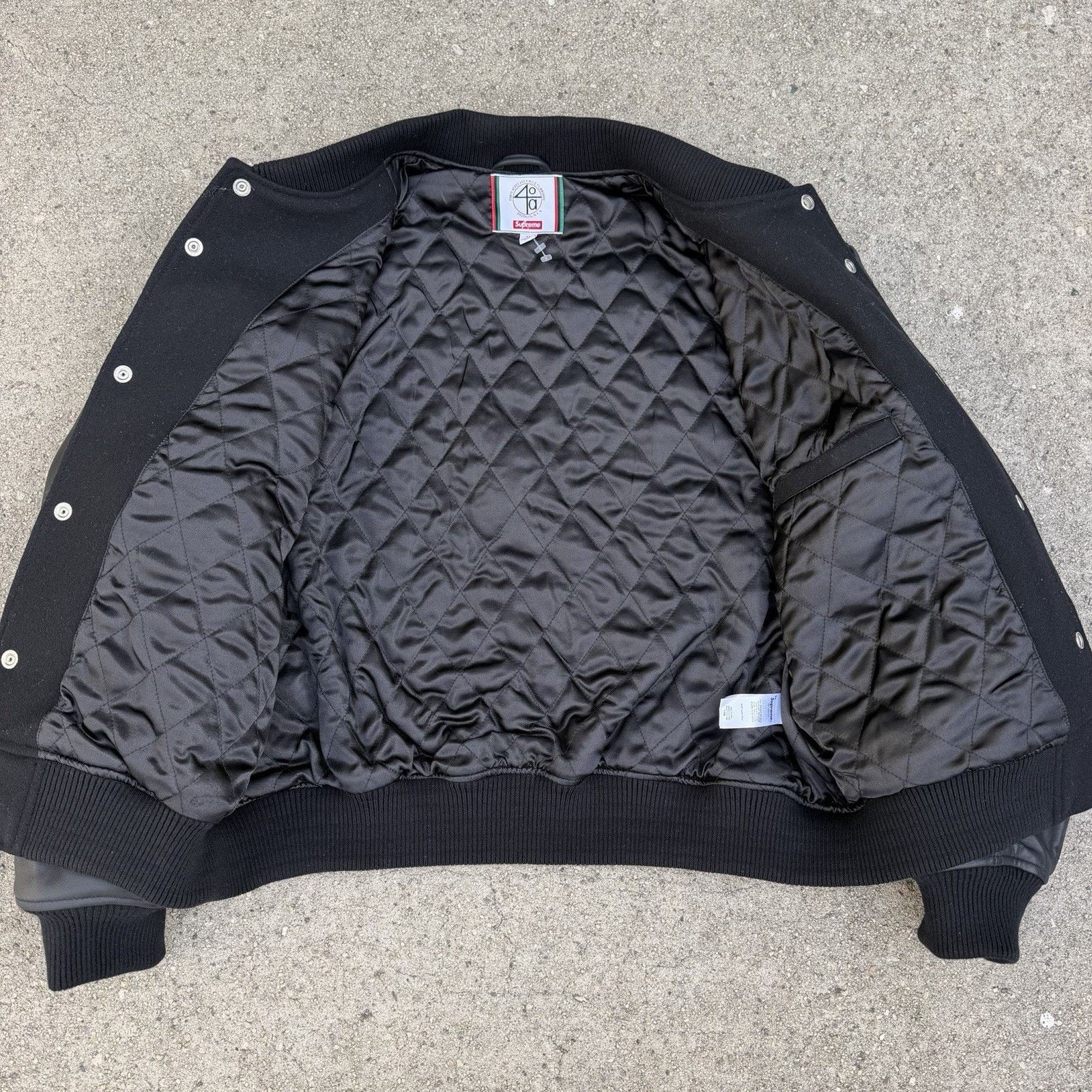 Hypebeast × Supreme Supreme x 40 Acres Malcolm X Black Varsity Jacket Sz M Size US M / EU 48-50 / 2 - 3 Thumbnail