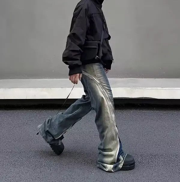 Japanese Brand VIBE Street wash gradient grunge zipper micro-flare jeans Size US 32 / EU 48 - 5 Thumbnail