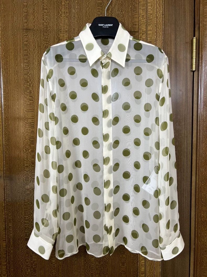 Saint Laurent Paris Saint Laurent Paris SLP24SS Mulberry Silk Fresh Green Wave Size US S / EU 44-46 / 1 - 1 Thumbnail
