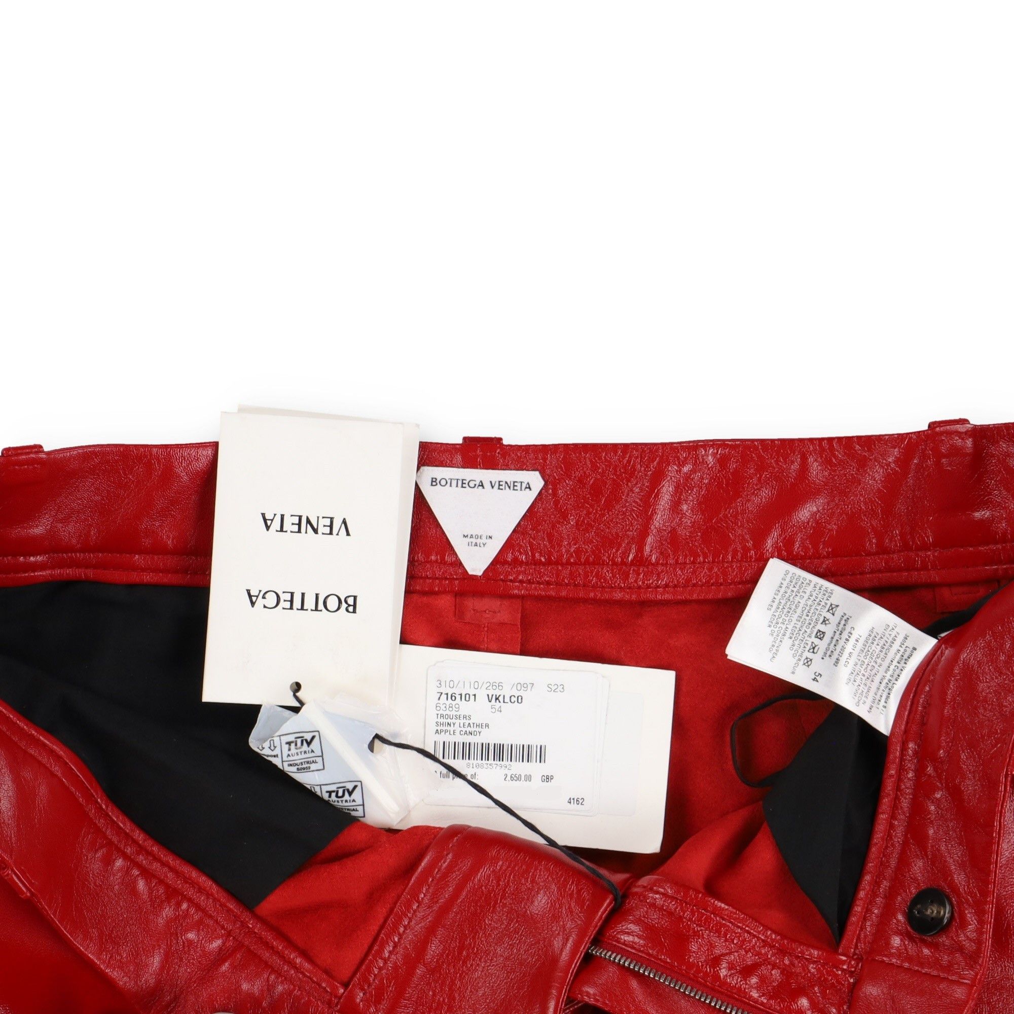 Bottega Veneta Shiny Red Straight-Leg Lambskin Leather Trousers Size US 38 / EU 54 - 4 Thumbnail