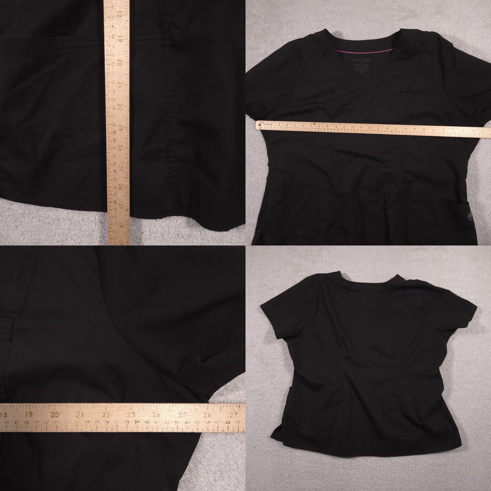 Vintage Healing Hands Purple Label Scrub Top Womens 3X Black V-Neck Nursing Medical Shirt Short Sleeve Tunic with Pockets Womens Mens, Womens Size XXL / US 16-18 / IT 52-54 - 8 Thumbnail