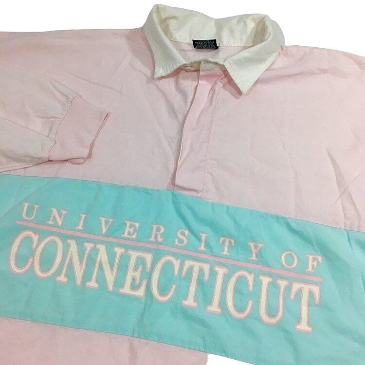 Jansport Vtg Jansport Pastel PINK Blue University of Connecticut Polo Size US XL / EU 56 / 4 - 3 Thumbnail