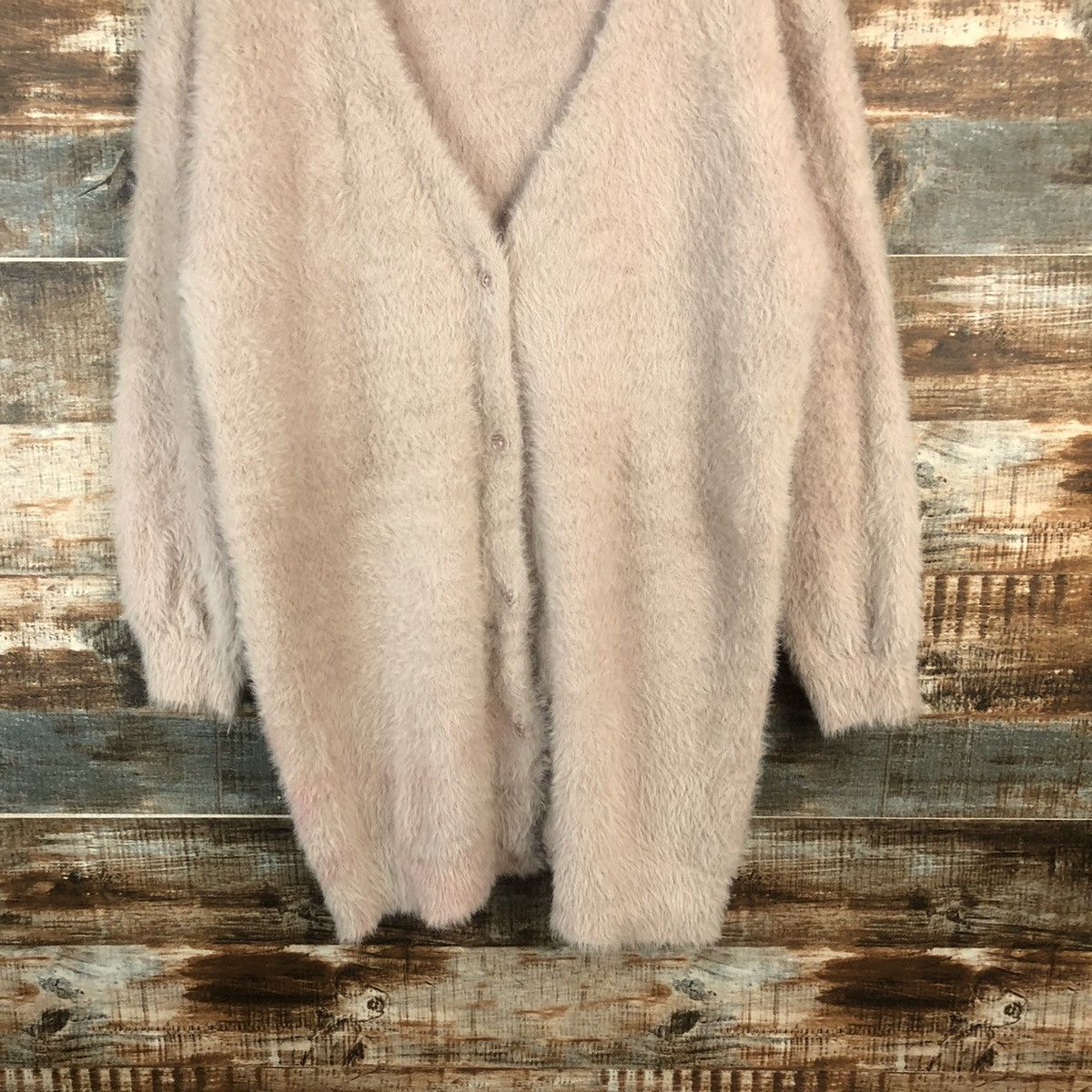 Japanese Brand DL Ingni Brown fur shaggy mohair Cardigan Knitwear #C365 Size M / US 6-8 / IT 42-44 - 3 Thumbnail