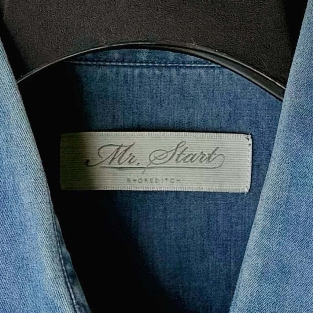 Other MR. START Men's Designer Blue Chambray Button Up Shirt M Size US M / EU 48-50 / 2 - 3 Thumbnail