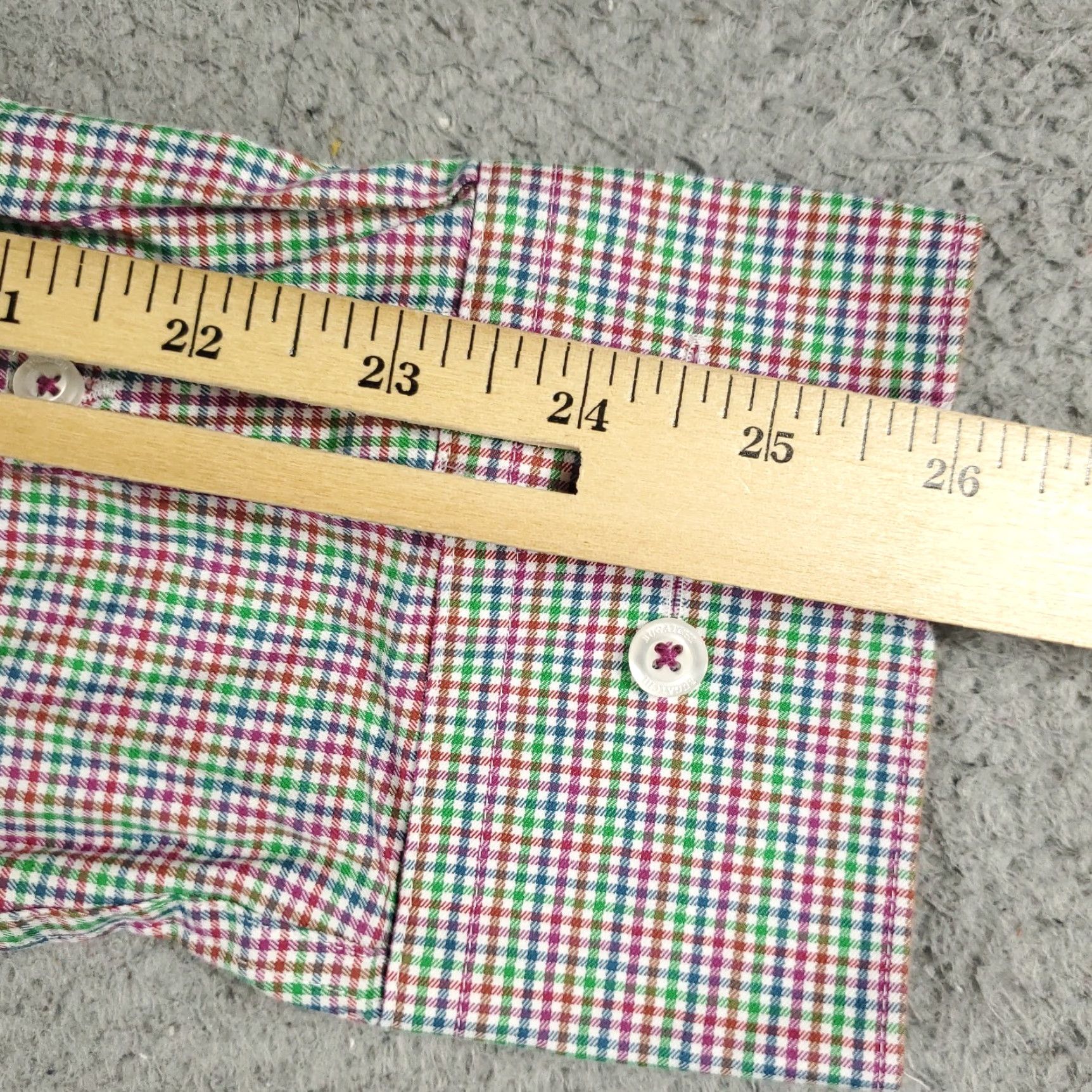 BUGATCHI Bugatchi Uomo Dress Shirt Mens 17.5 Red Check Long Sleeve Button-Up Casual Formal Size 46R - 6 Thumbnail