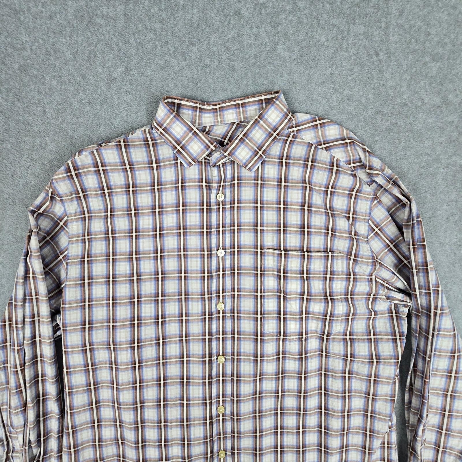 Pronto Uomo Pronto Uomo XL Long Slv Button Down Brown Blue Plaid Shirt Size US XL / EU 56 / 4 - 4 Thumbnail