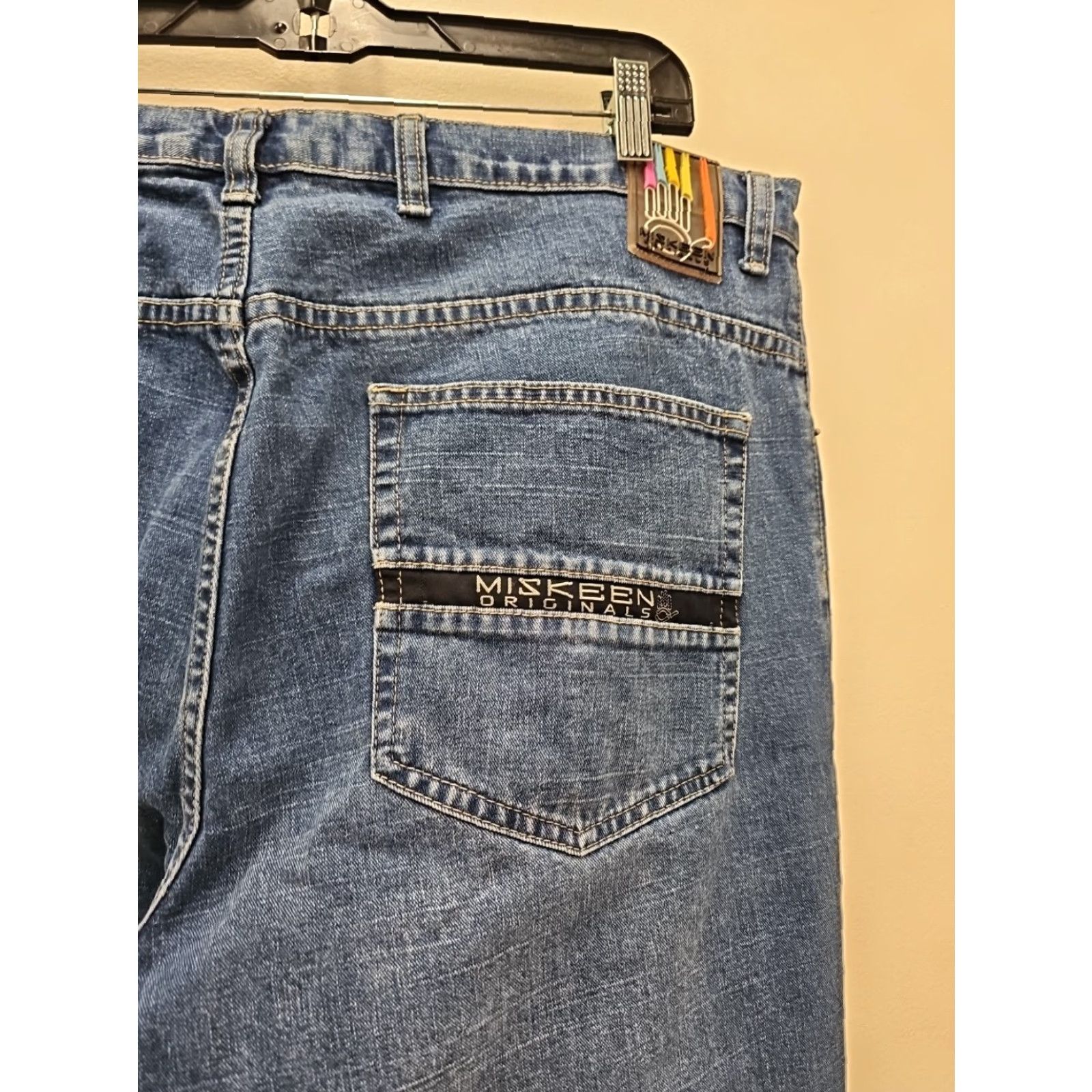 Denime VINTAGE Miskeen Denim Jeans Wide Leg 40 42x34.5 Blue Embroidered 5-Pocket Mens Shirt? Size US 40 / EU 56 - 6 Thumbnail