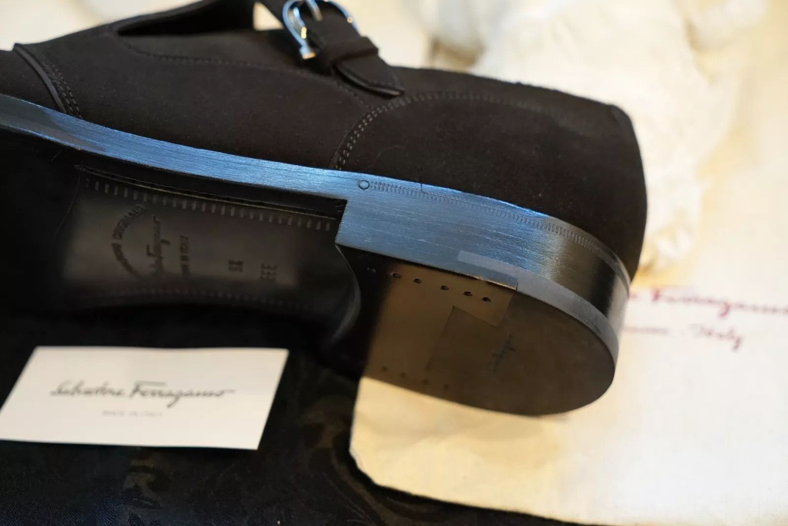Salvatore Ferragamo Savona Buck Suede Monk Strap Shoe, unworn Size US 9.5 / EU 42-43 - 10 Thumbnail