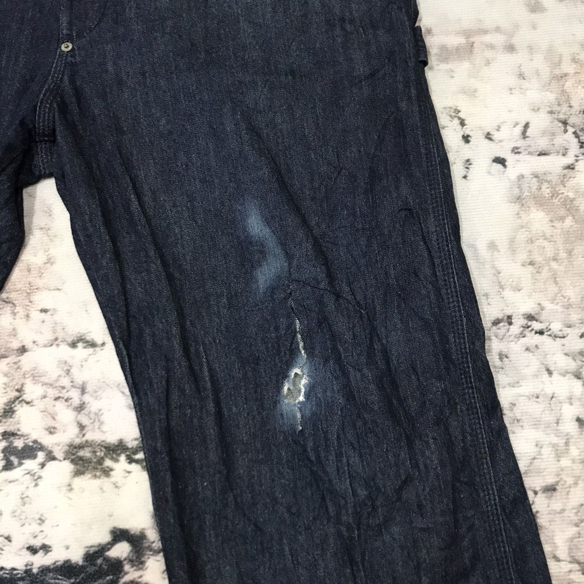 GU Gu Distressed Design Dark Blue Overalls Jeans Suspender Size US 44 / EU 60 - 5 Thumbnail