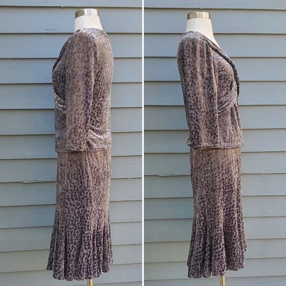 Joseph Ribkoff Vintage 90s y2k Joseph Ribkoff Gray Animal Print Velvet Stre Size 28" / US 6 / IT 42 - 3 Thumbnail
