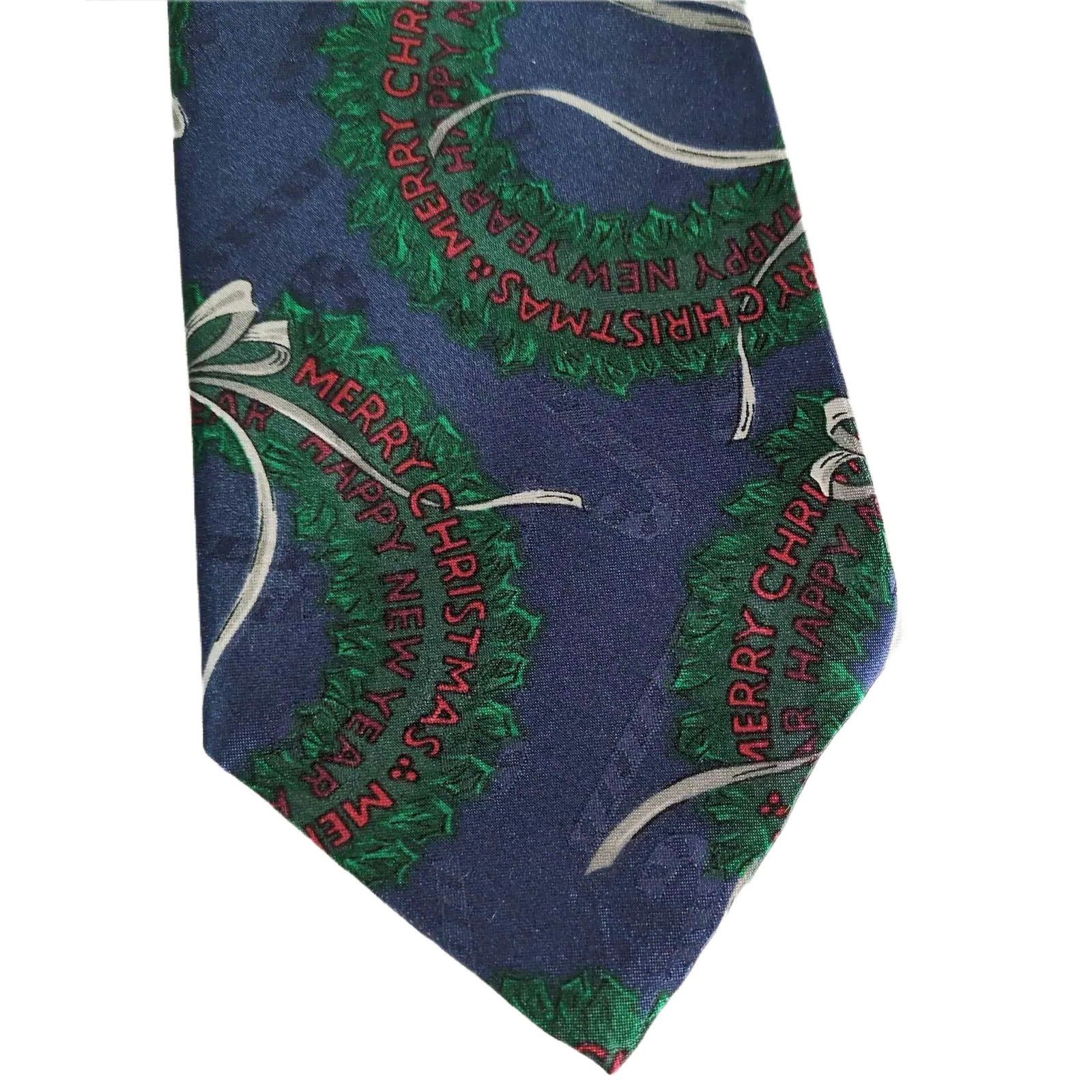 Vintage Hallmark Men's Christmas Wreath Satin Neck Tie SpecialTies Size ONE SIZE - 5 Thumbnail