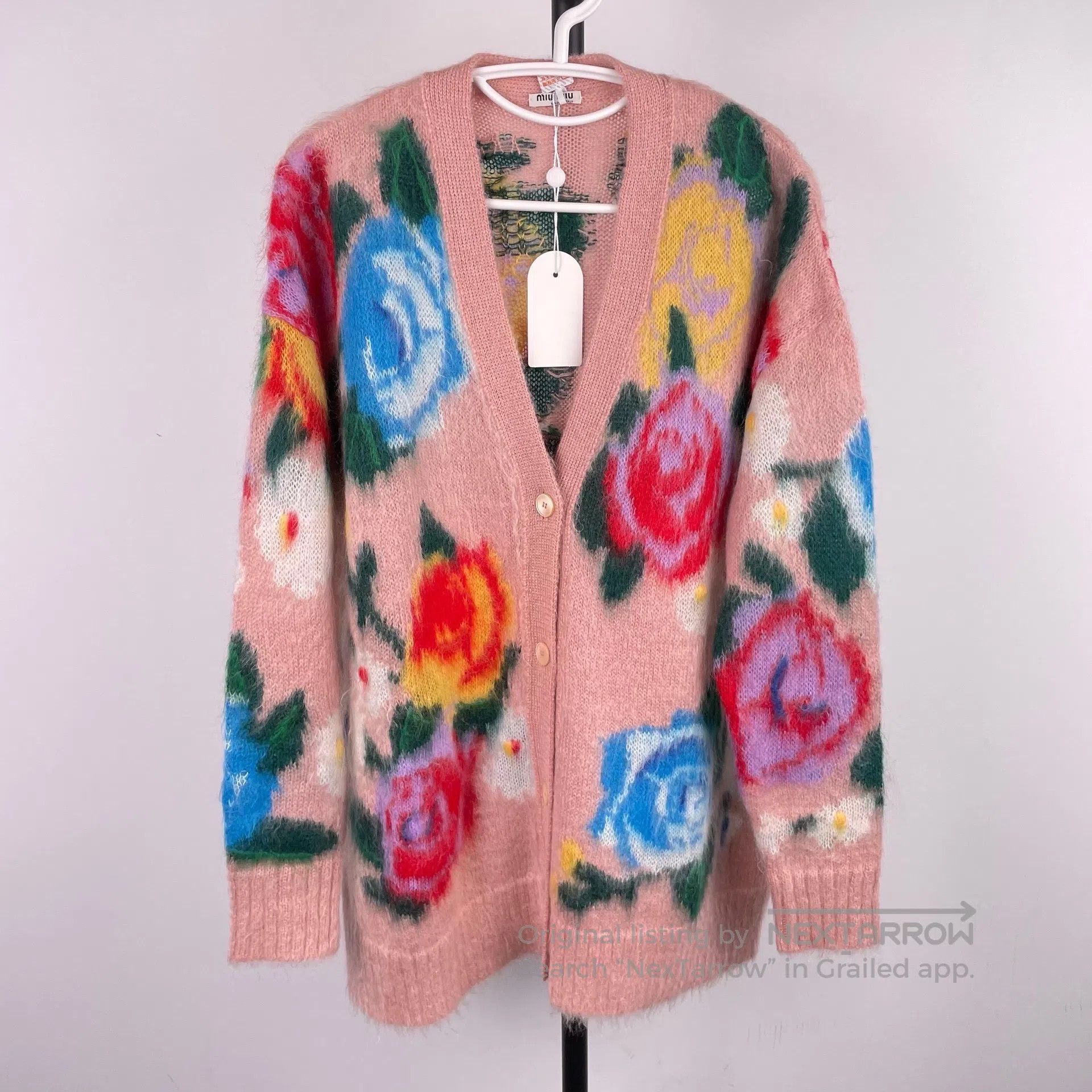 Miu Miu Miu Miu Rose mohair pink knit cardigan size 36| Size XS / US 0-2 / IT 36-38 - 1 Thumbnail
