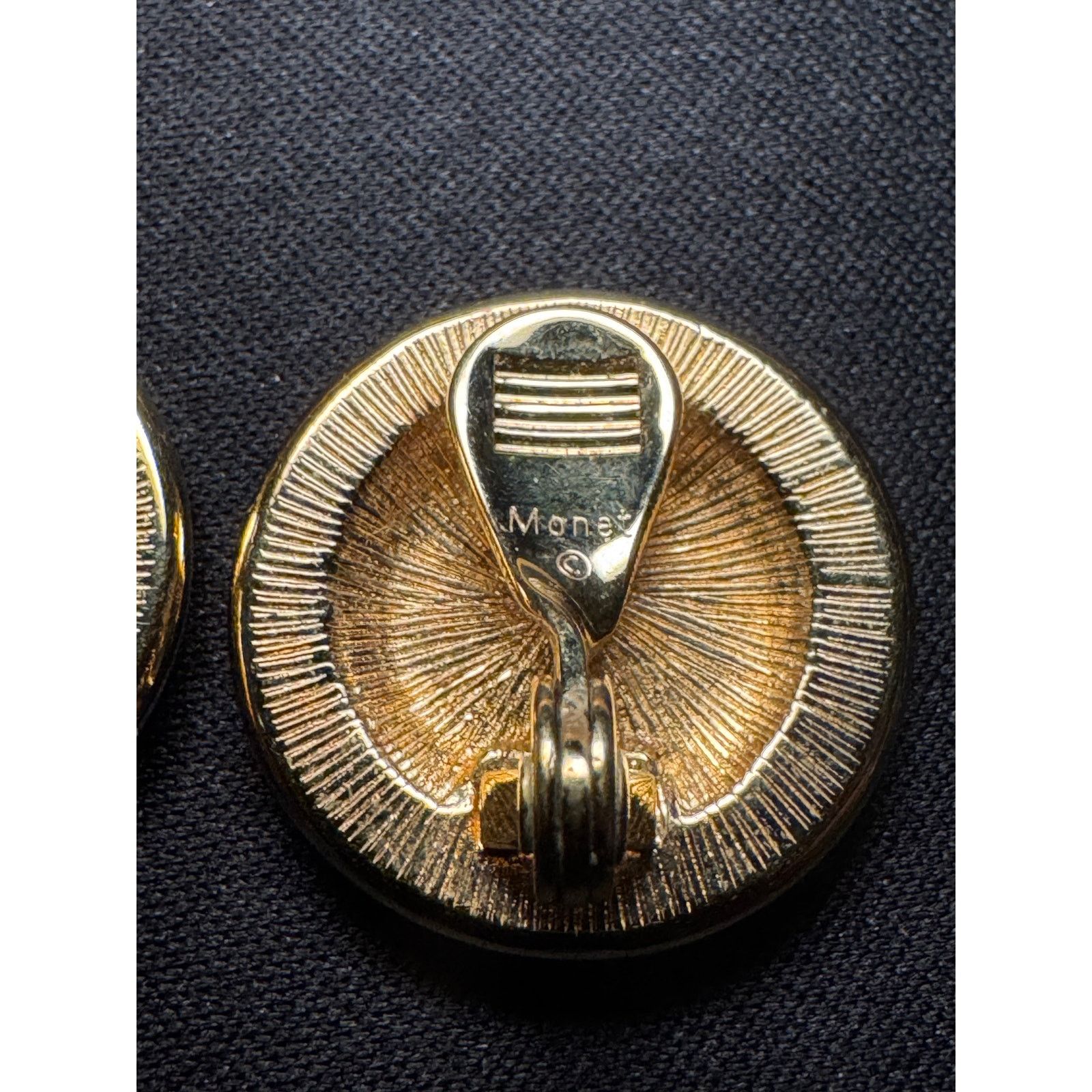 Monet Vintage White Enamel w/ Gold Tone Clip On Monet Earrings Size ONE SIZE - 5 Thumbnail