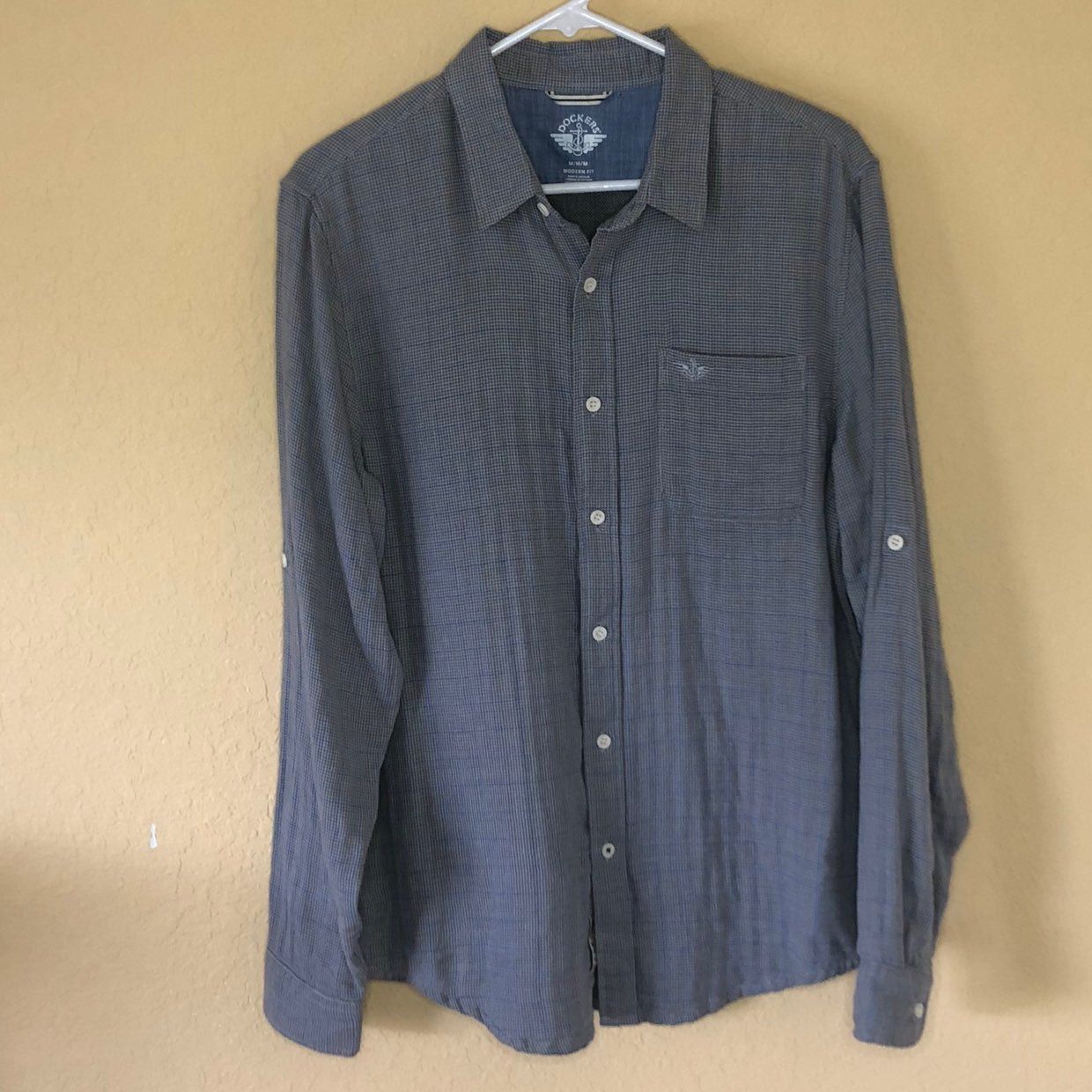 Dockers Dockers Doublecloth Button-up Cotton Shirt Gray Blue Medium Size US M / EU 48-50 / 2 - 4 Thumbnail
