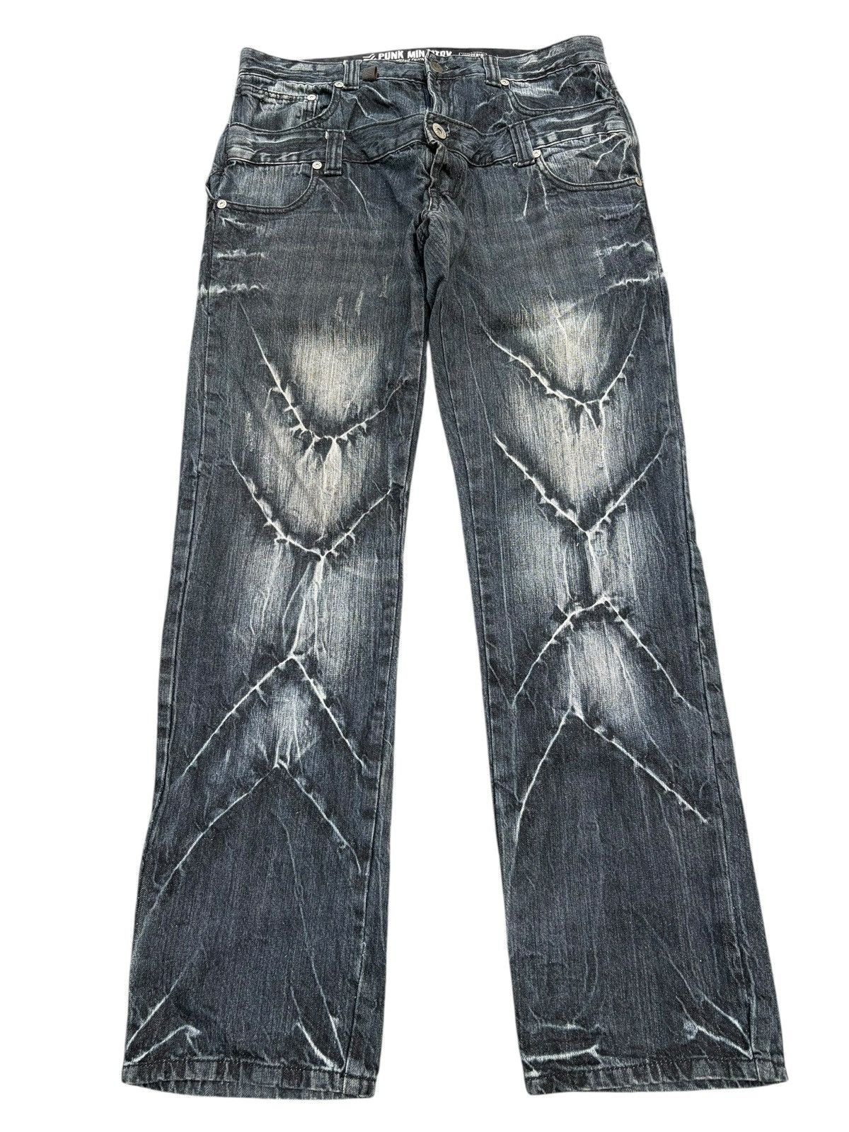 Hysteric Glamour PUNK MINISTRY HYSTERIC DOUBLE WAIST CLAWNMARK DISTESSEDDENIM Size US 35 - 2 Thumbnail