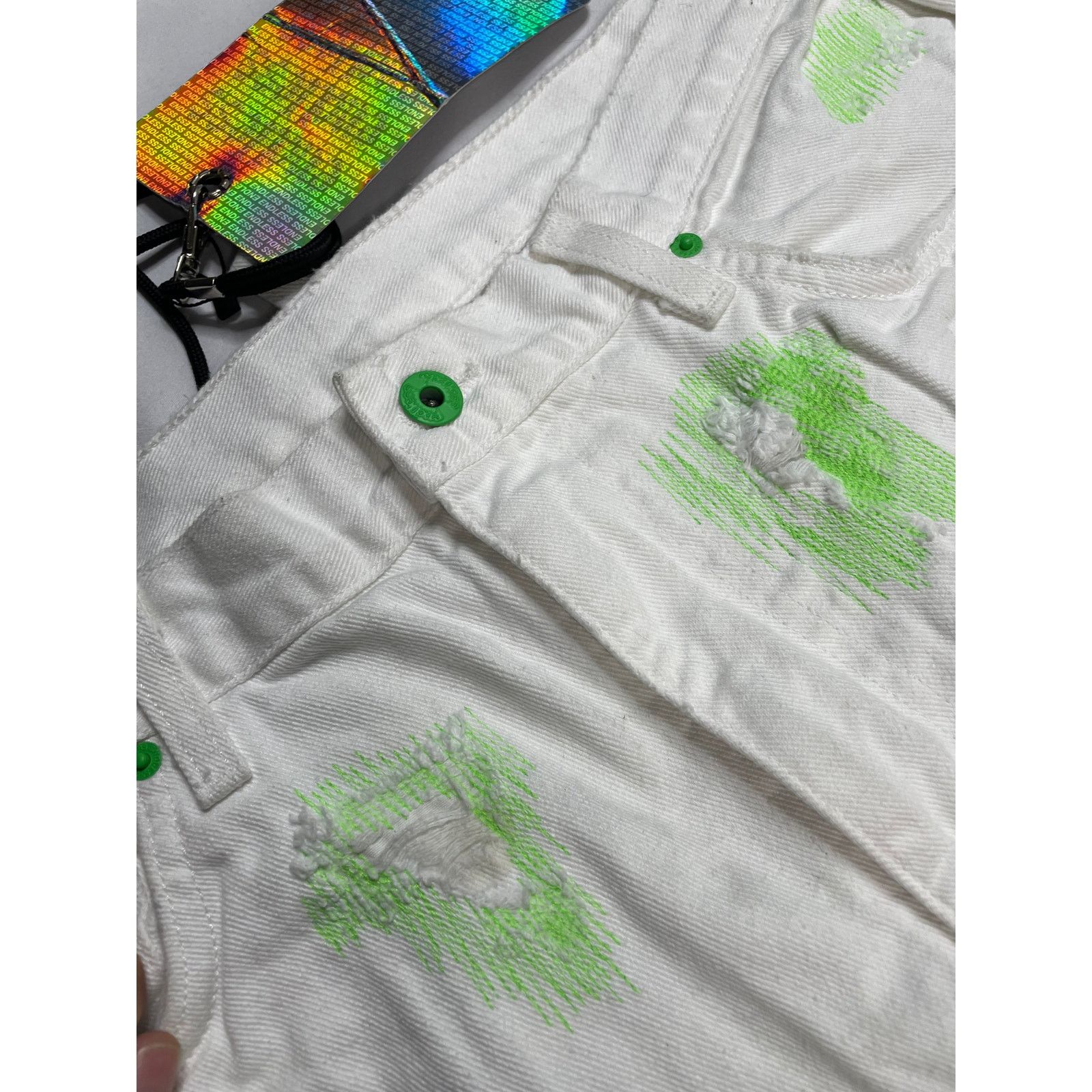 Endless Endless Jeans White Green 38 New Size US 38 / EU 54 - 3 Thumbnail