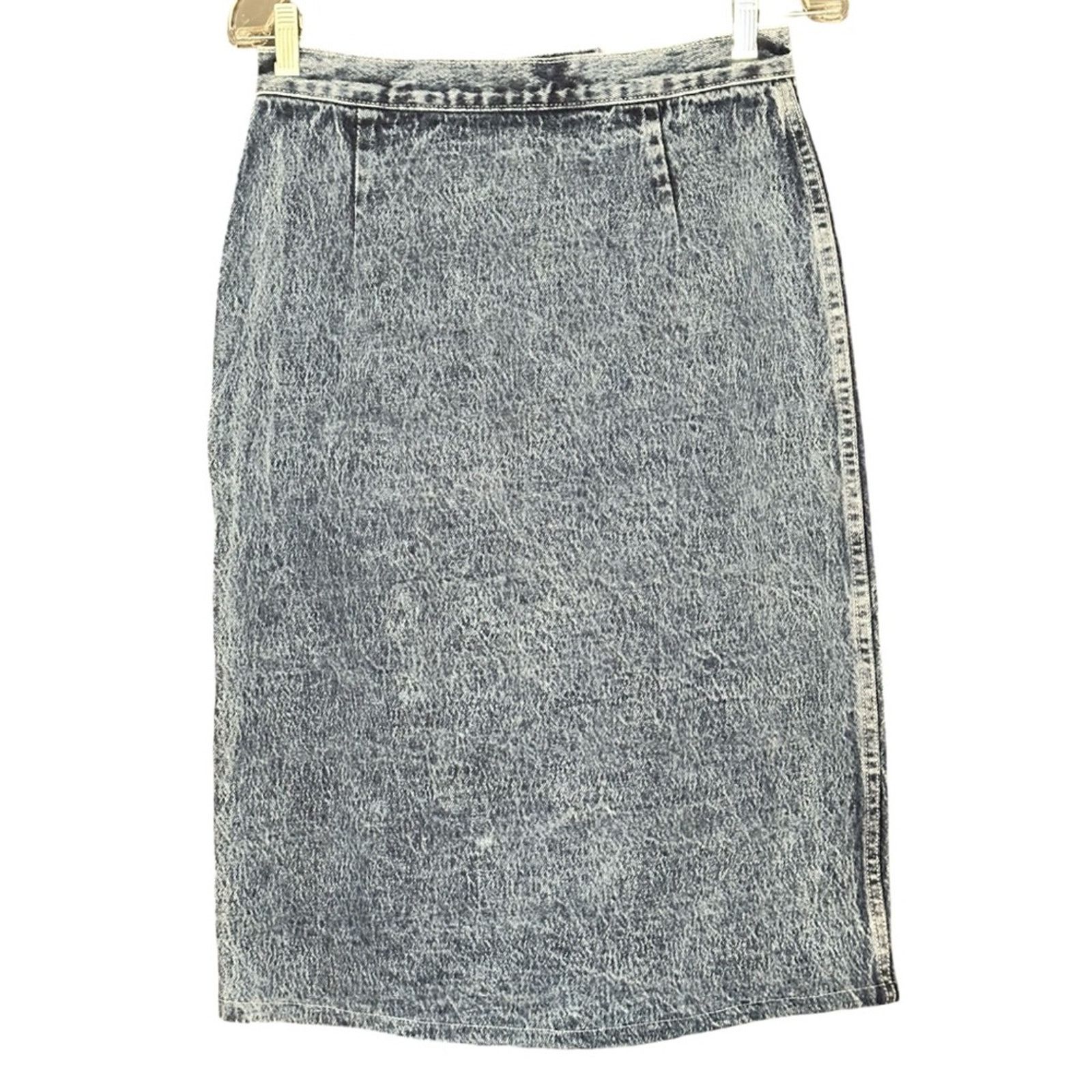 Other Vintage 80’s Two Plus One Stone Wash High Waist Denim Skirt Size 32" / US 10 / IT 46 - 1 Thumbnail