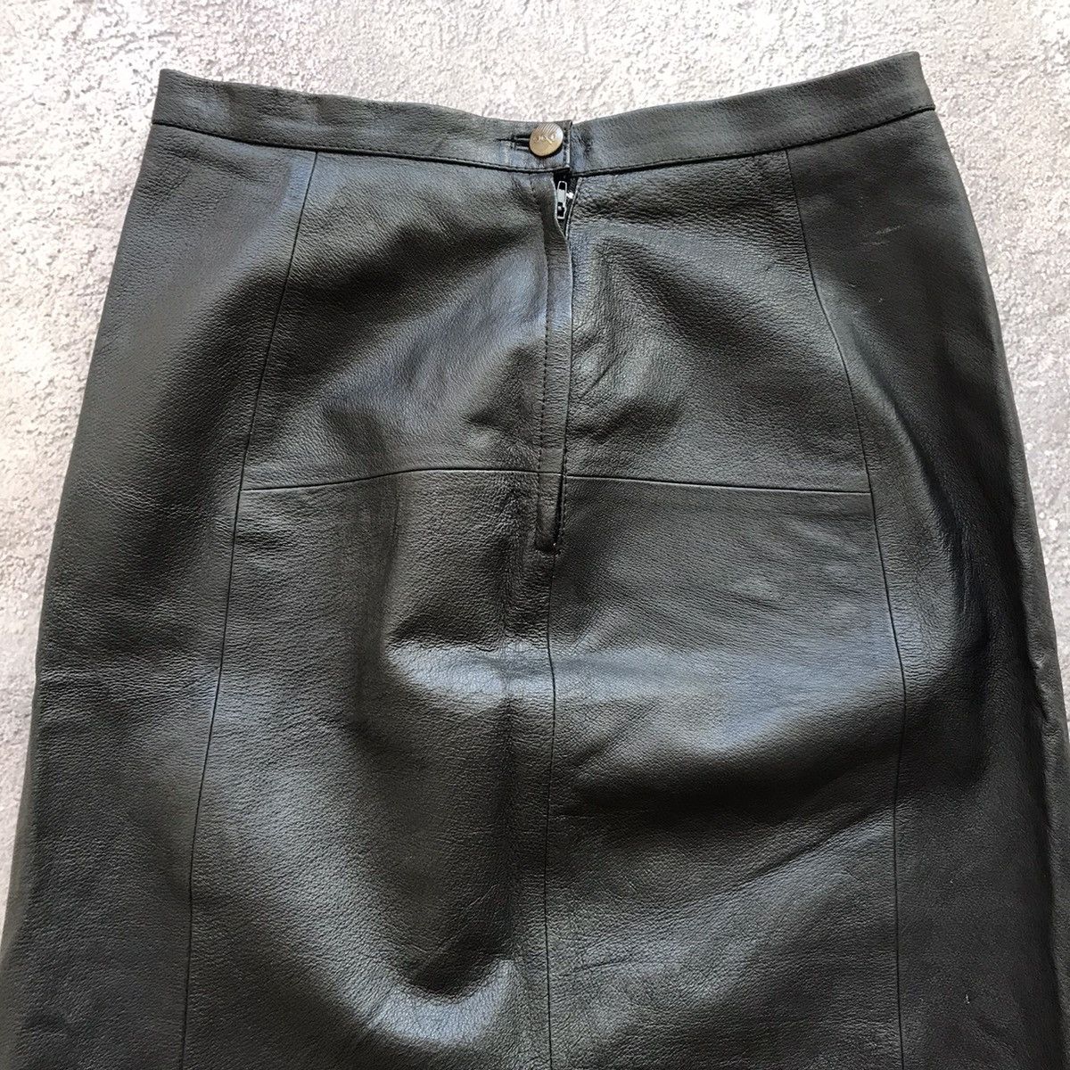 Vintage Vintage Y2K Black Leather Midi Skirt Avant Garde Punk 29 Size 29" - 2 Thumbnail