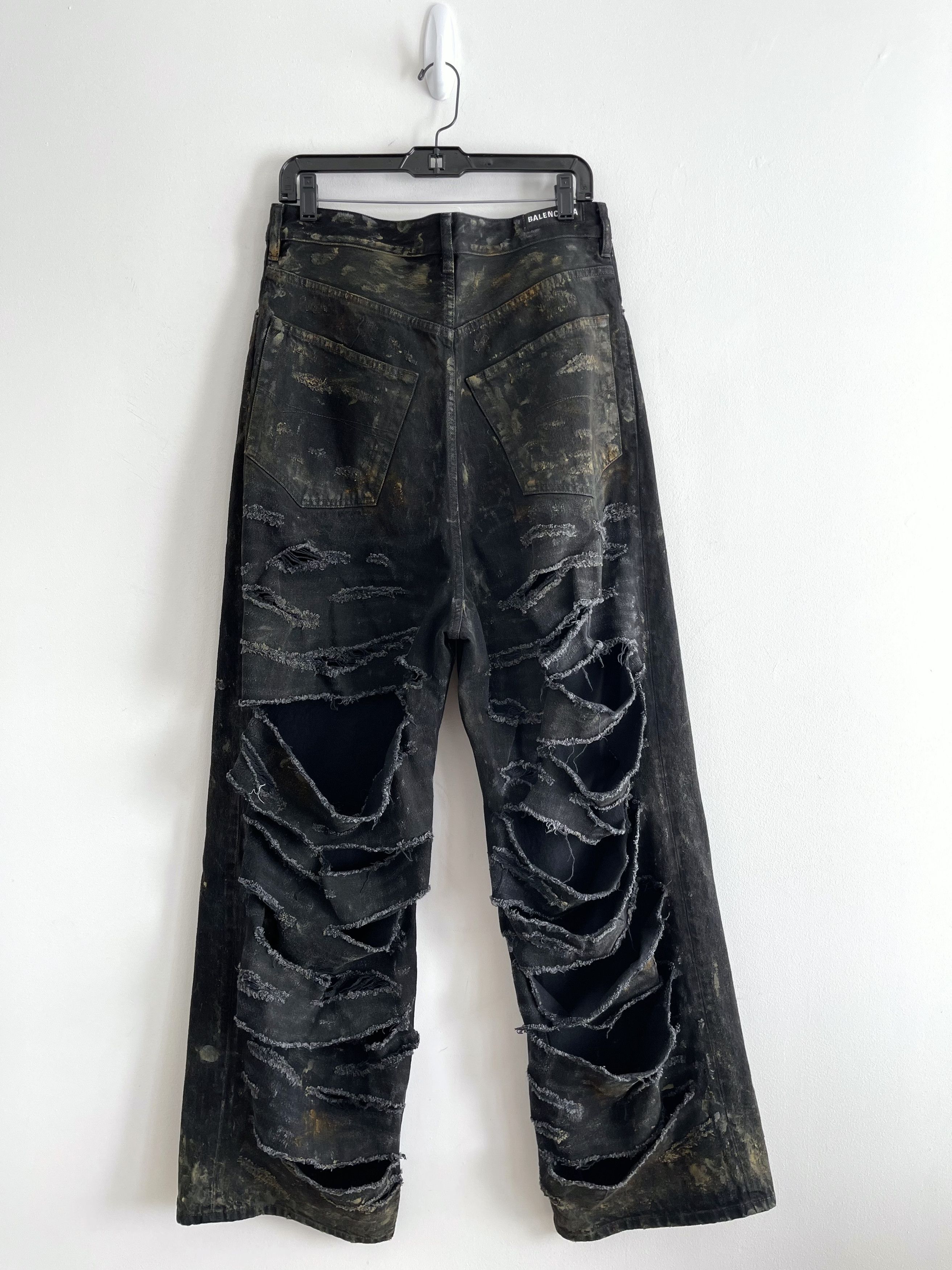 Balenciaga Mud Show Super Destroyed Baggy Denim Jeans NWT (S) 32