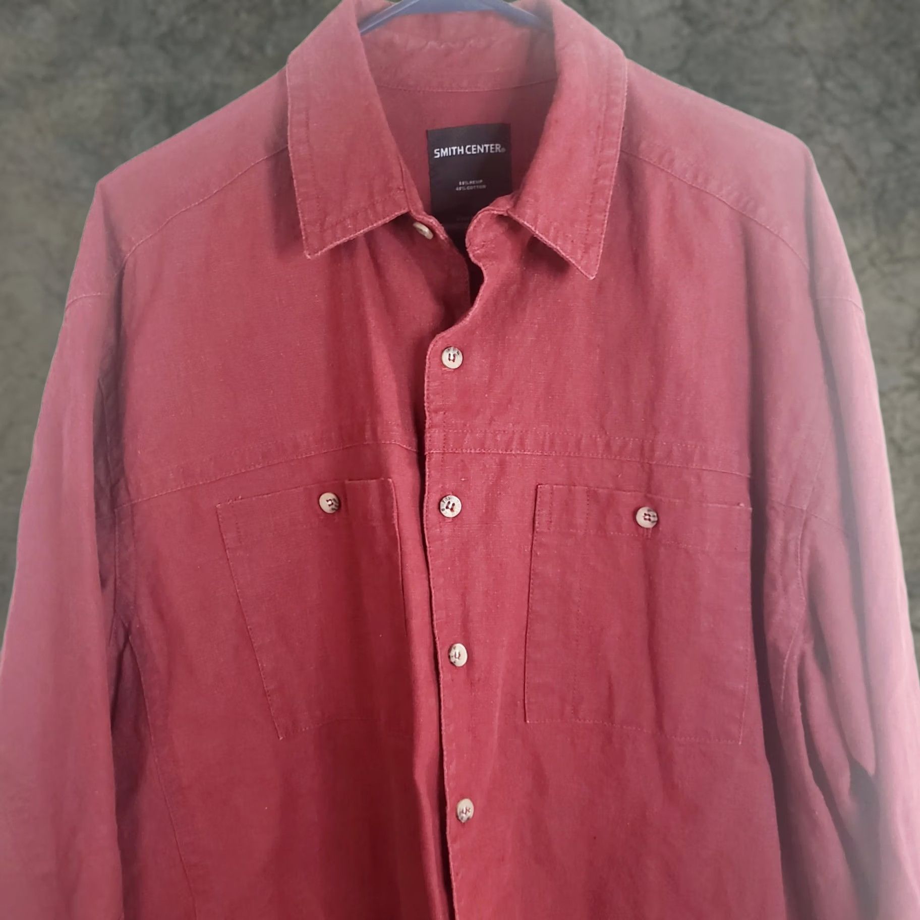 Vintage Smith Center Shirt Mens M Maroon Hemp Heavy USA Breathable Outdoor Natural Fiber Shirt Size US M / EU 48-50 / 2 - 1 Thumbnail