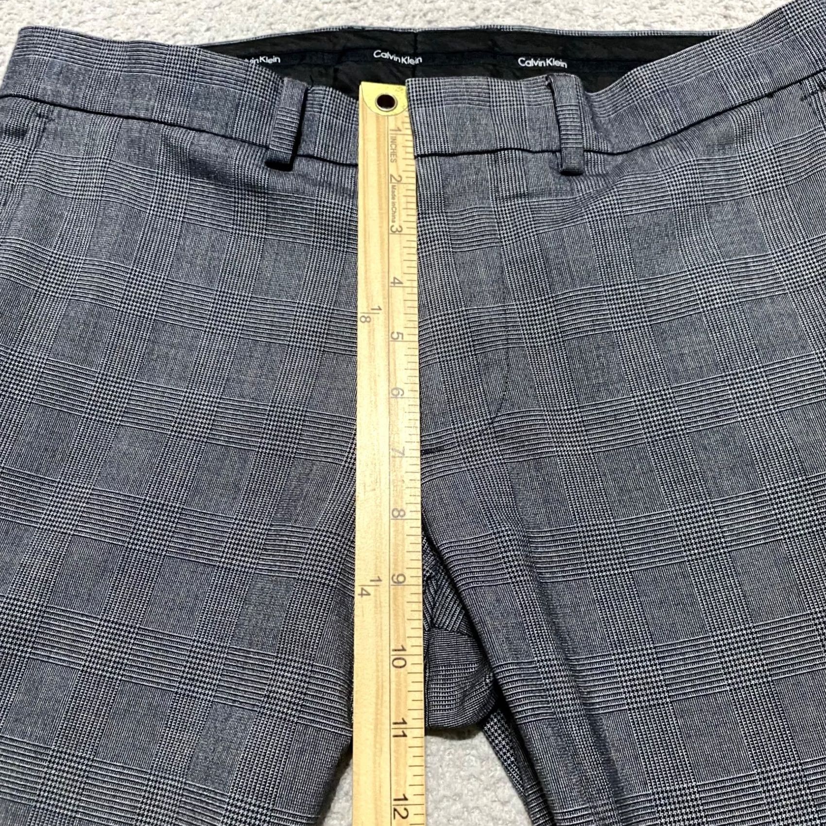 Calvin Klein Calvin Klein Dress Pants Slim Straight Gray Plaid Mens 30x32 Flat Front Business Dress Pants Size US 30 / EU 46 - 7 Thumbnail