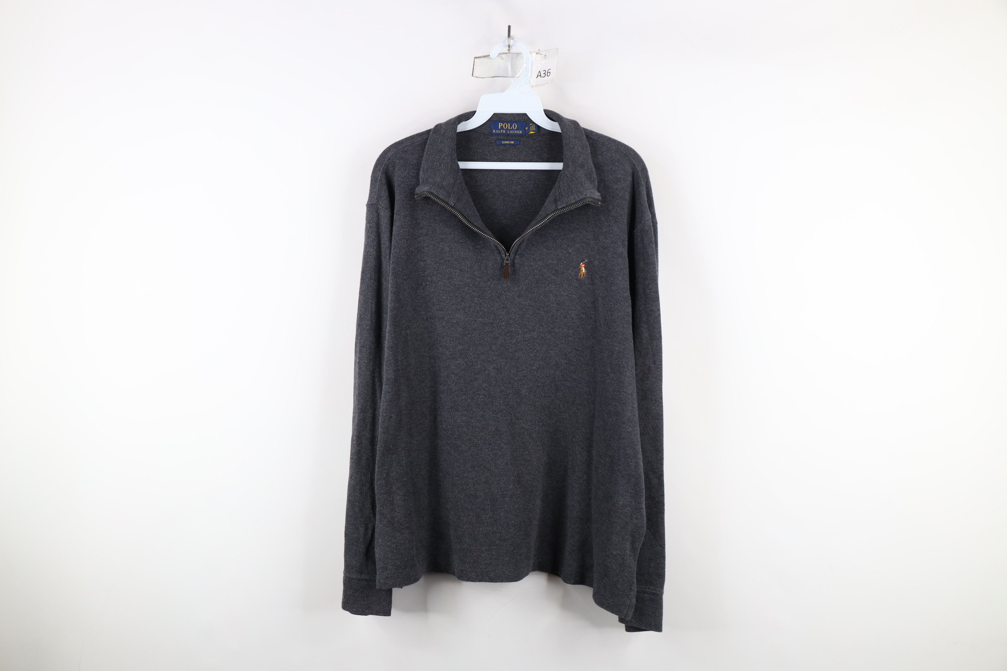 Ralph Lauren × Vintage Vintage Ralph Lauren Ribbed Knit Half Zip Sweater Gray Size US M / EU 48-50 / 2 - 1 Thumbnail