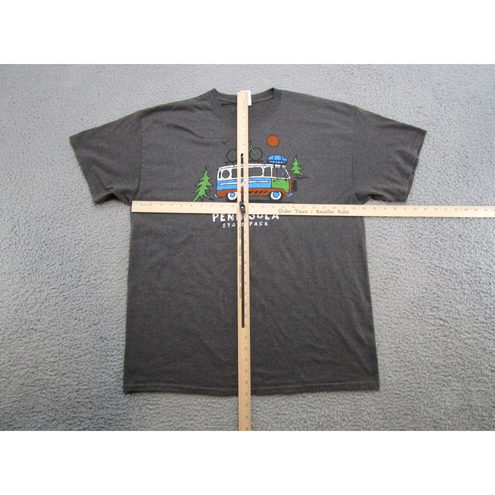 Gildan Peninsula State Park Wisconsin Van Bike Logo Shirt Mens XL Gray Outdoor Hiking Size US XL / EU 56 / 4 - 5 Thumbnail